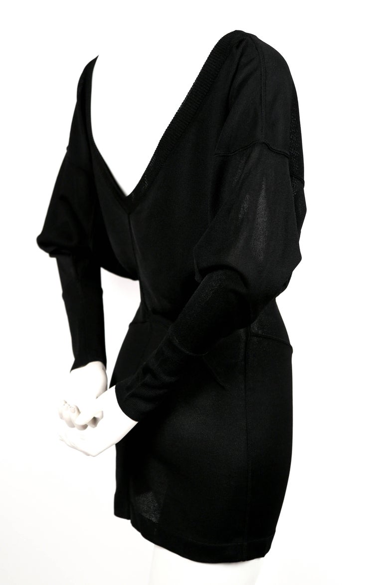 1980's AZZEDINE ALAIA black mini dress with open V shaped back at 1stDibs