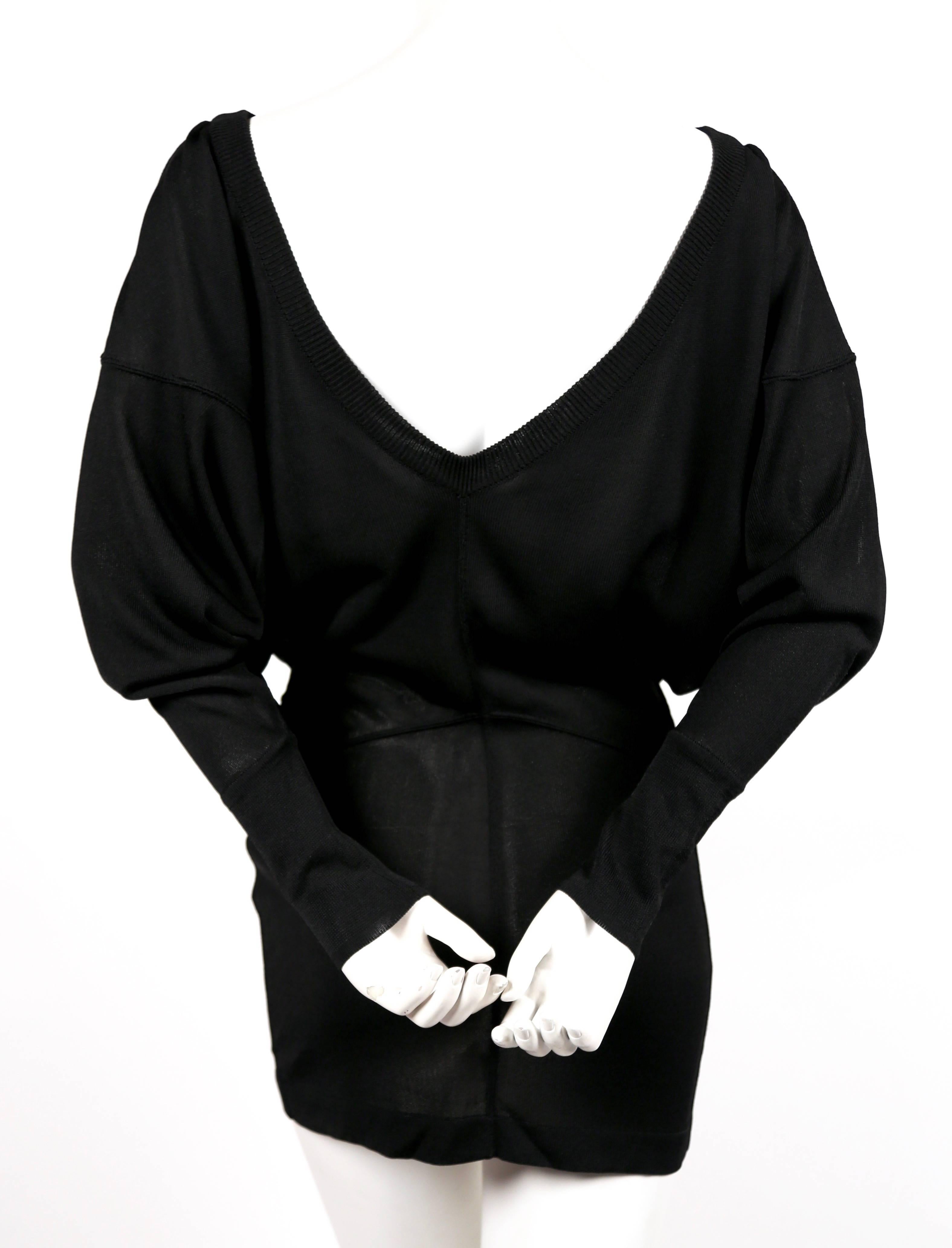 Women's 1980's AZZEDINE ALAIA black mini dress with open V shaped back