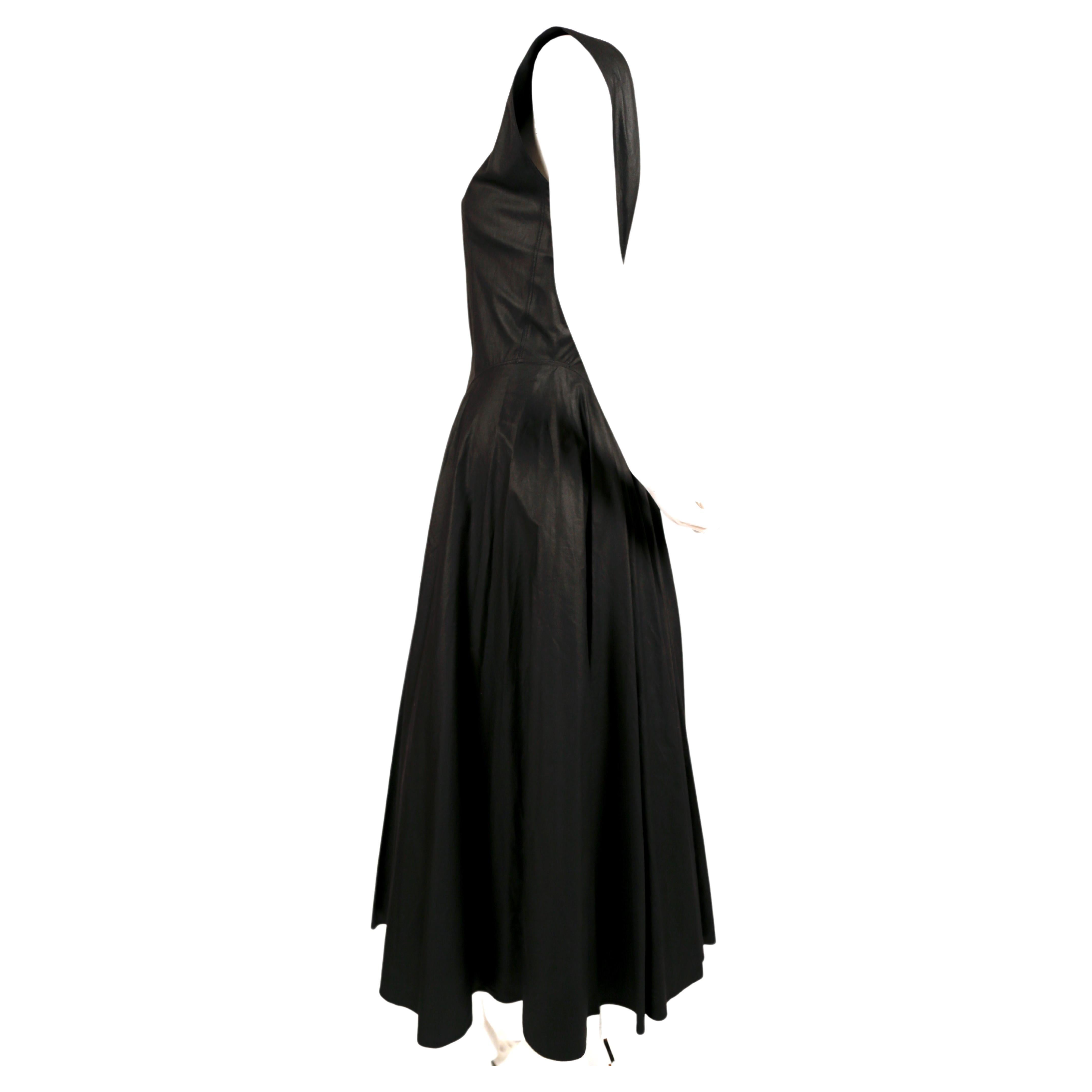 1980's AZZEDINE ALAIA black seamed dress with full skirt In Good Condition For Sale In San Fransisco, CA