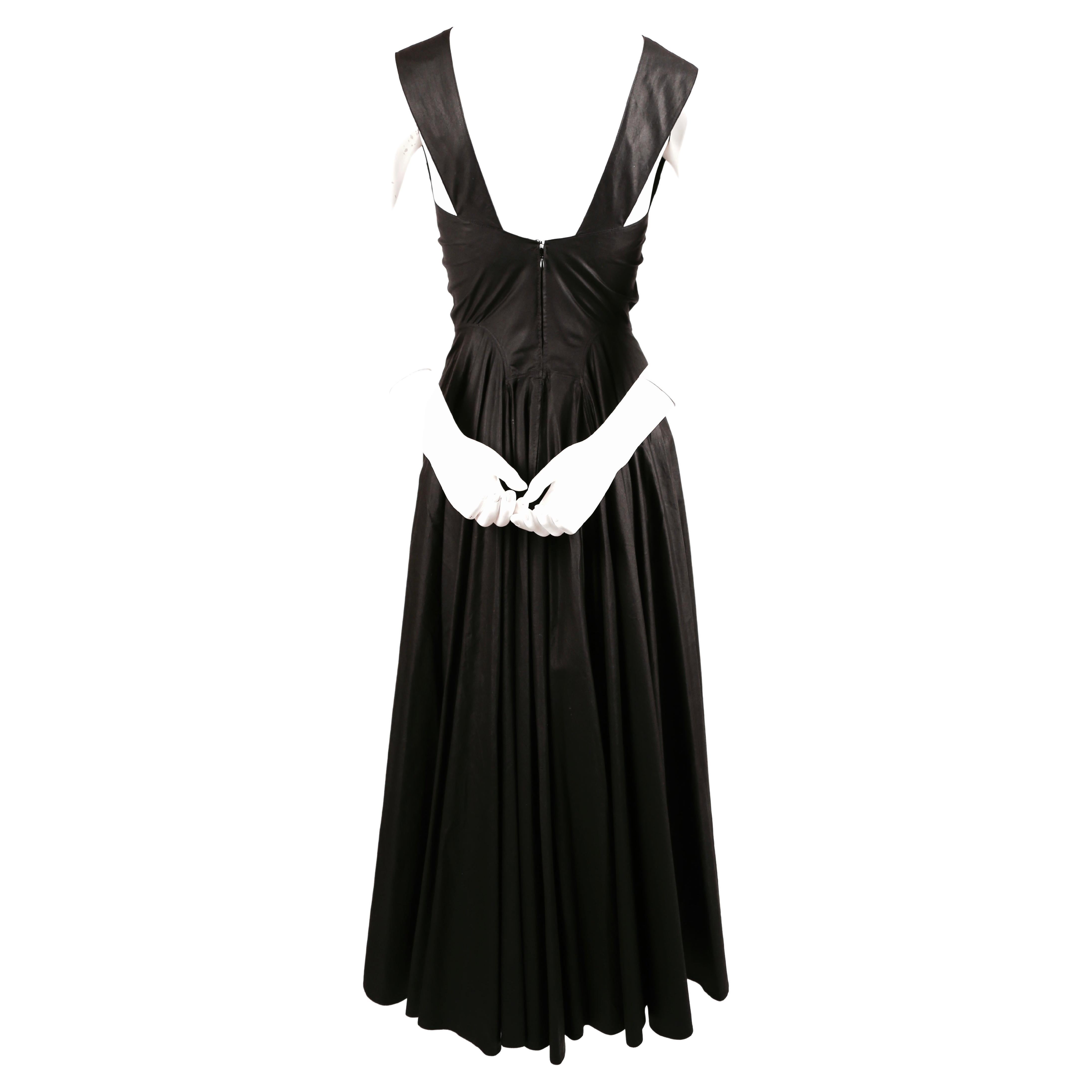 1980's AZZEDINE ALAIA black seamed dress with full skirt For Sale 1