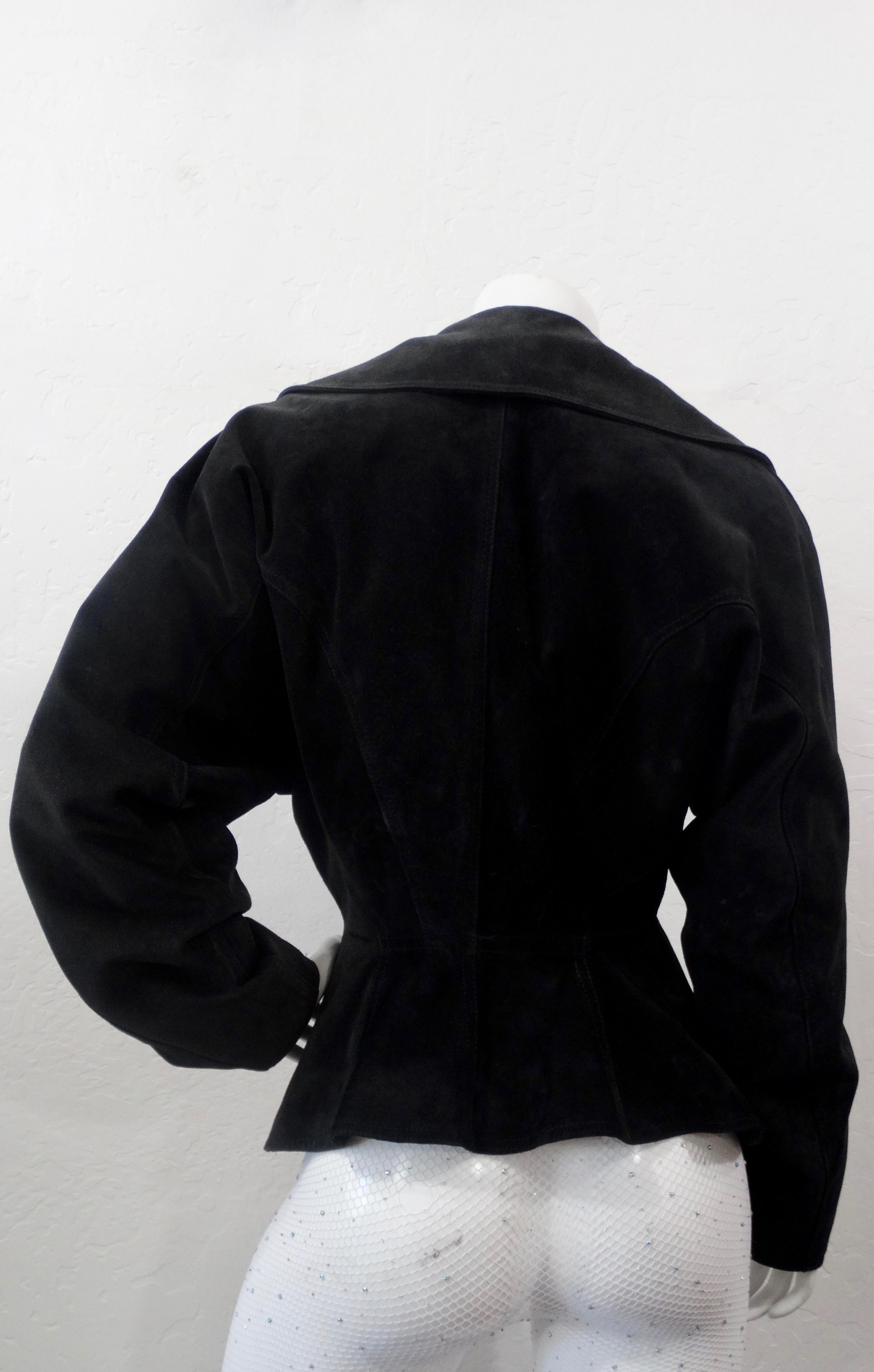 Women's or Men's Azzedine Alaia 1980s Black Suede Corset Jacket