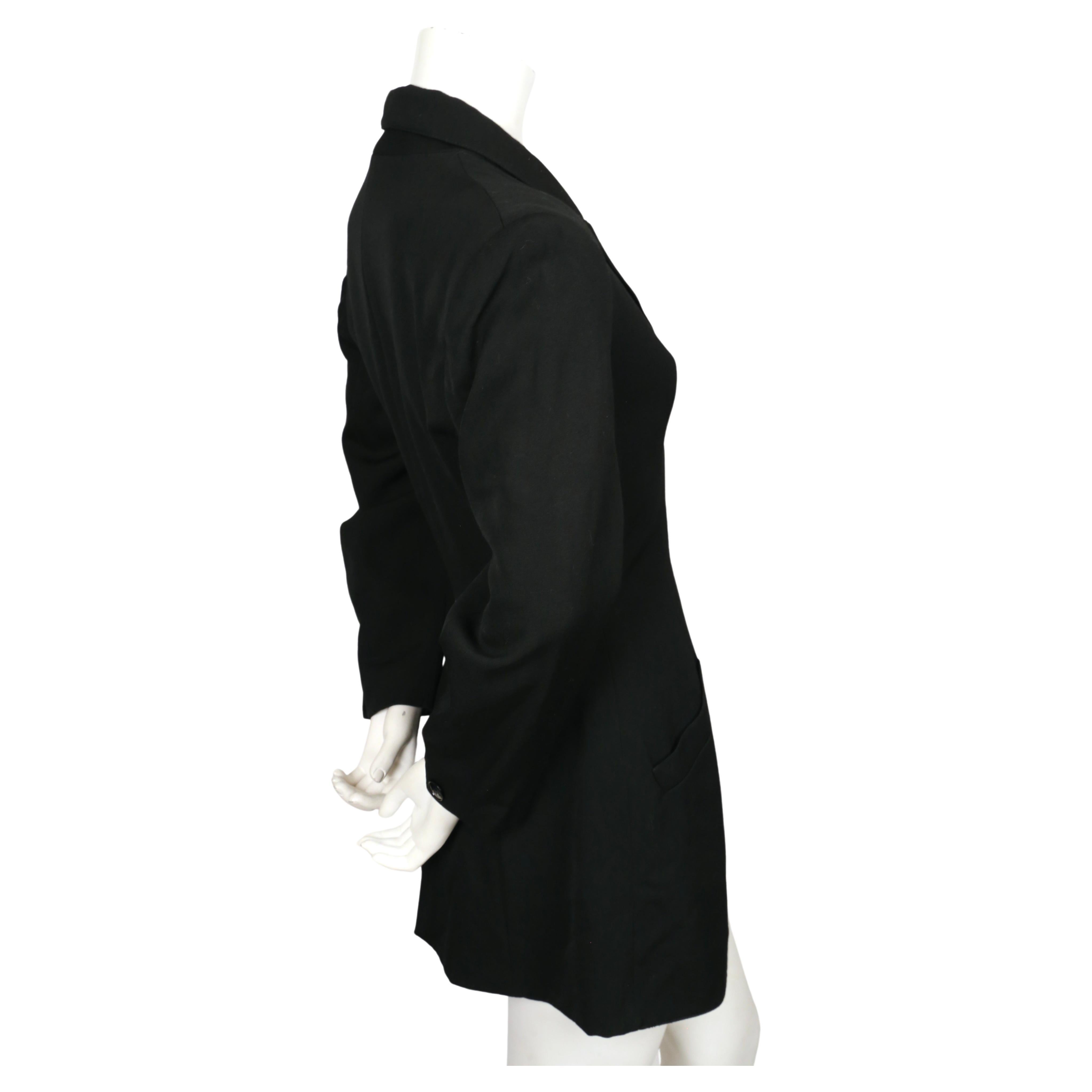 Women's or Men's 1980's AZZEDINE ALAIA black wool flared jacket