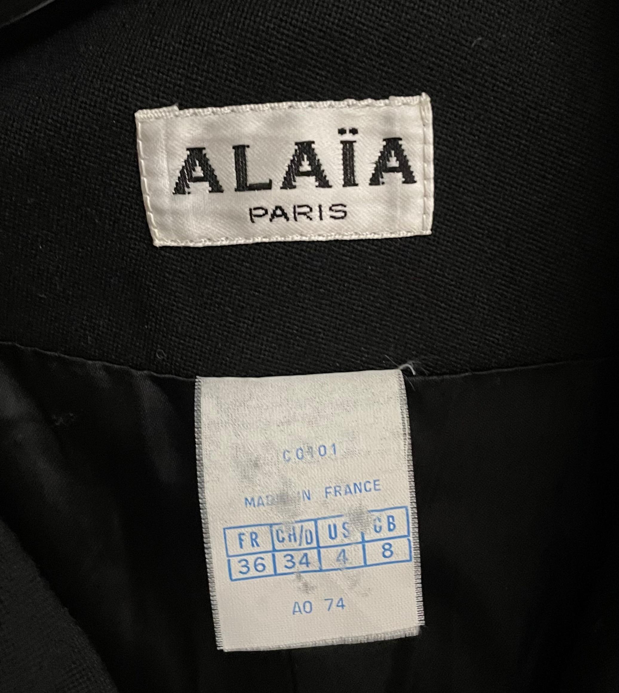 1980's AZZEDINE ALAIA black wool flared jacket 3