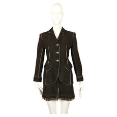1980's AZZEDINE ALAIA dark brown deerskin suede jacket and fringed shorts