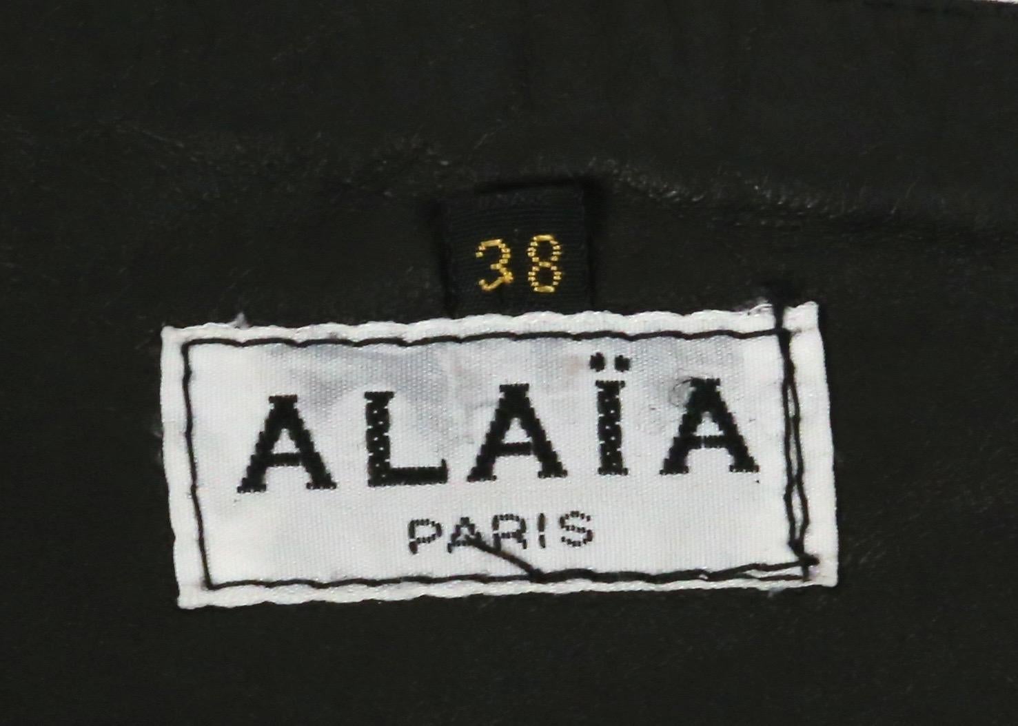 1980's AZZEDINE ALAIA draped black mini skirt with side buckle 2