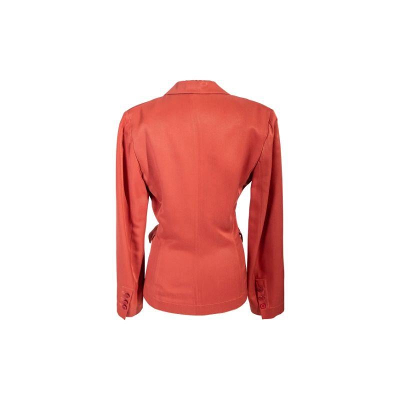 1980’s Azzedine Alaia deep coral colored fitted blazer - a classic, structured silk blazer.

Additional information:
Best fits size US 6 - 8.
Pit to Pit: 18