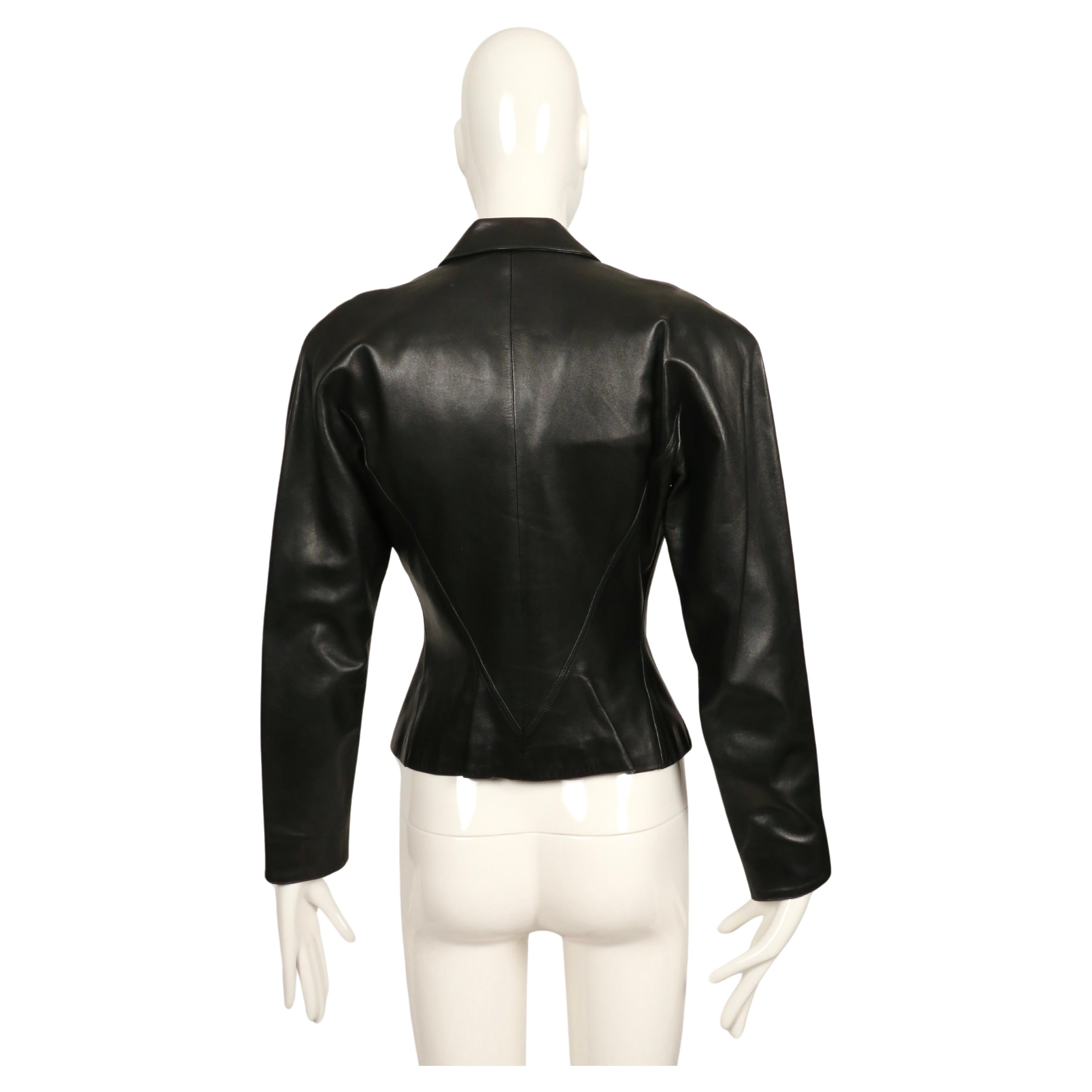 1990 AZZEDINE ALAIA jet black RUNWAY leather jacket 6