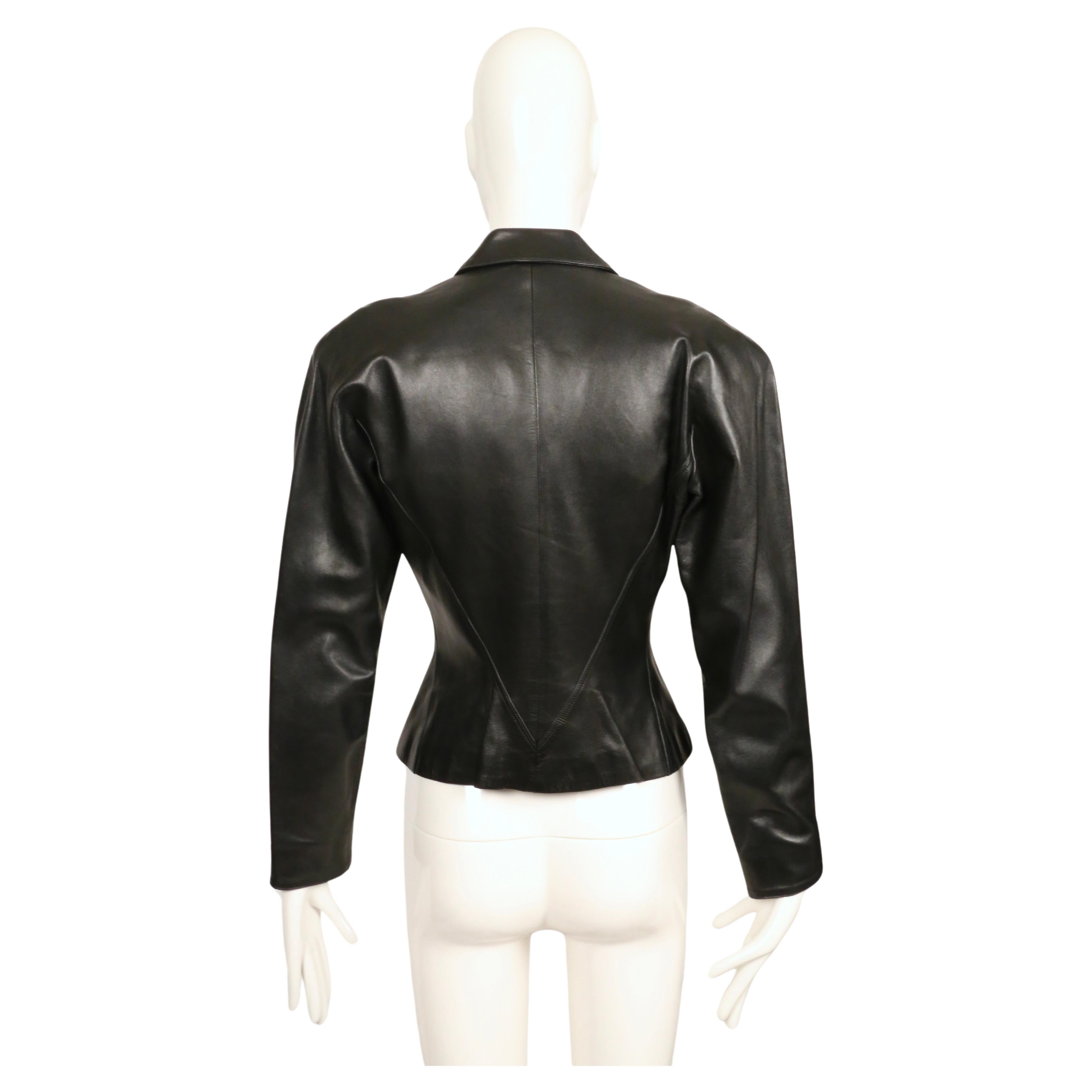 1990 AZZEDINE ALAIA jet black RUNWAY leather jacket 7
