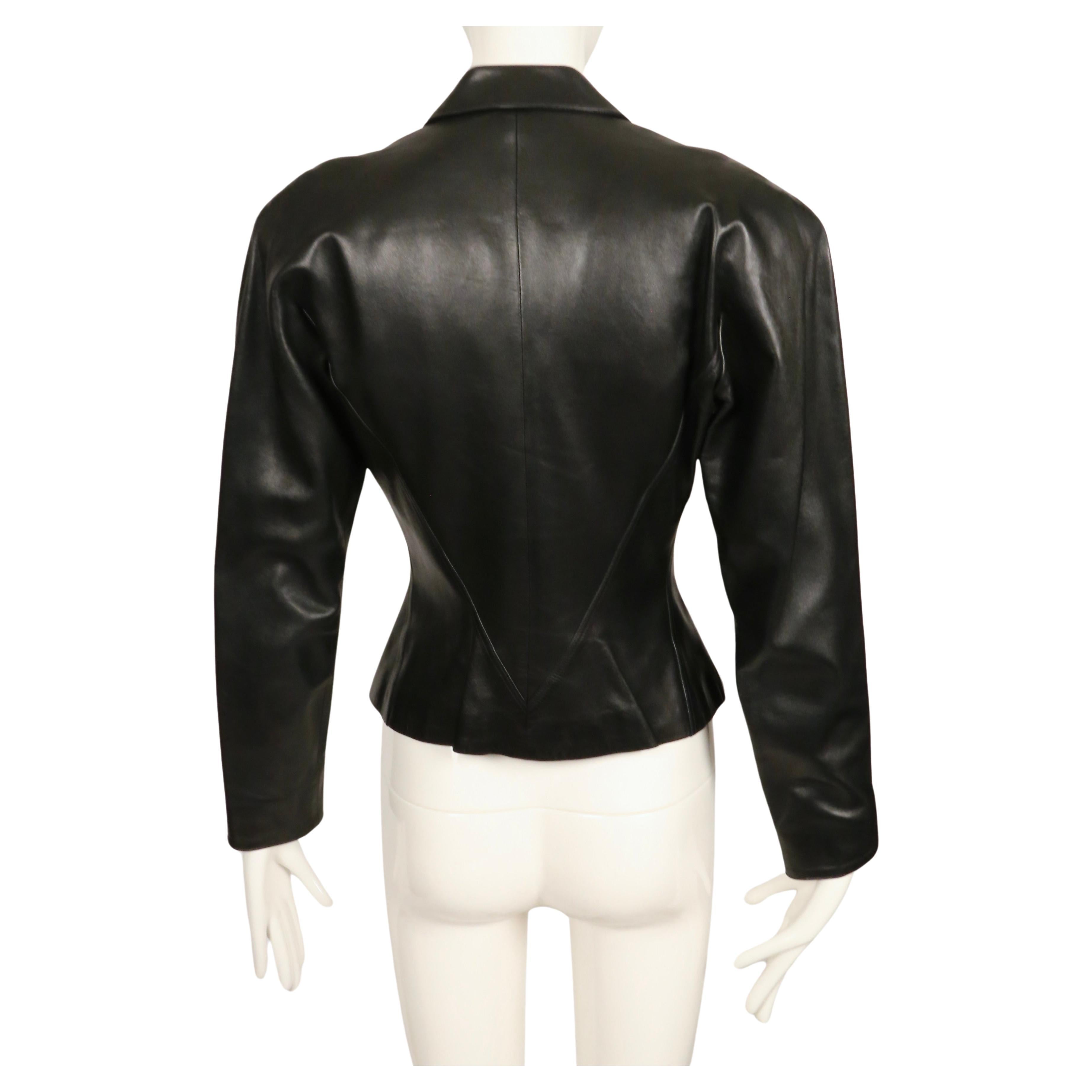 1990 AZZEDINE ALAIA jet black RUNWAY leather jacket 8