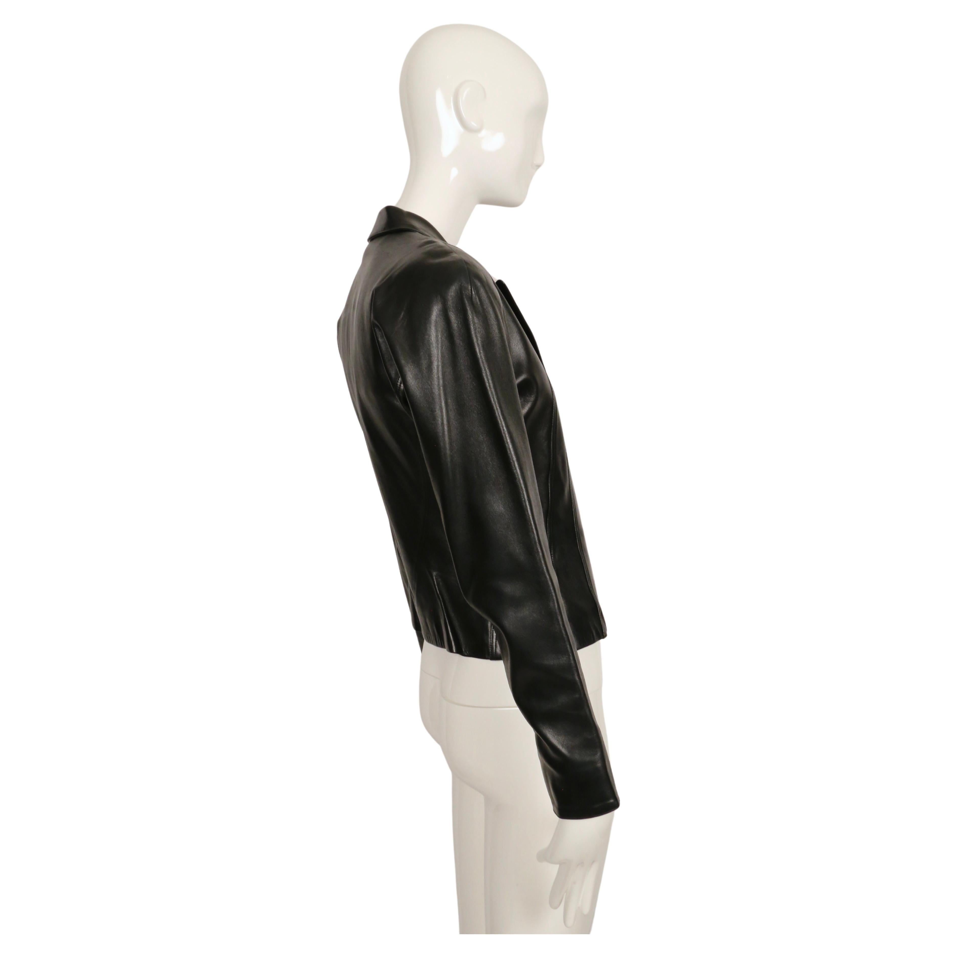 1990 AZZEDINE ALAIA jet black RUNWAY leather jacket 1