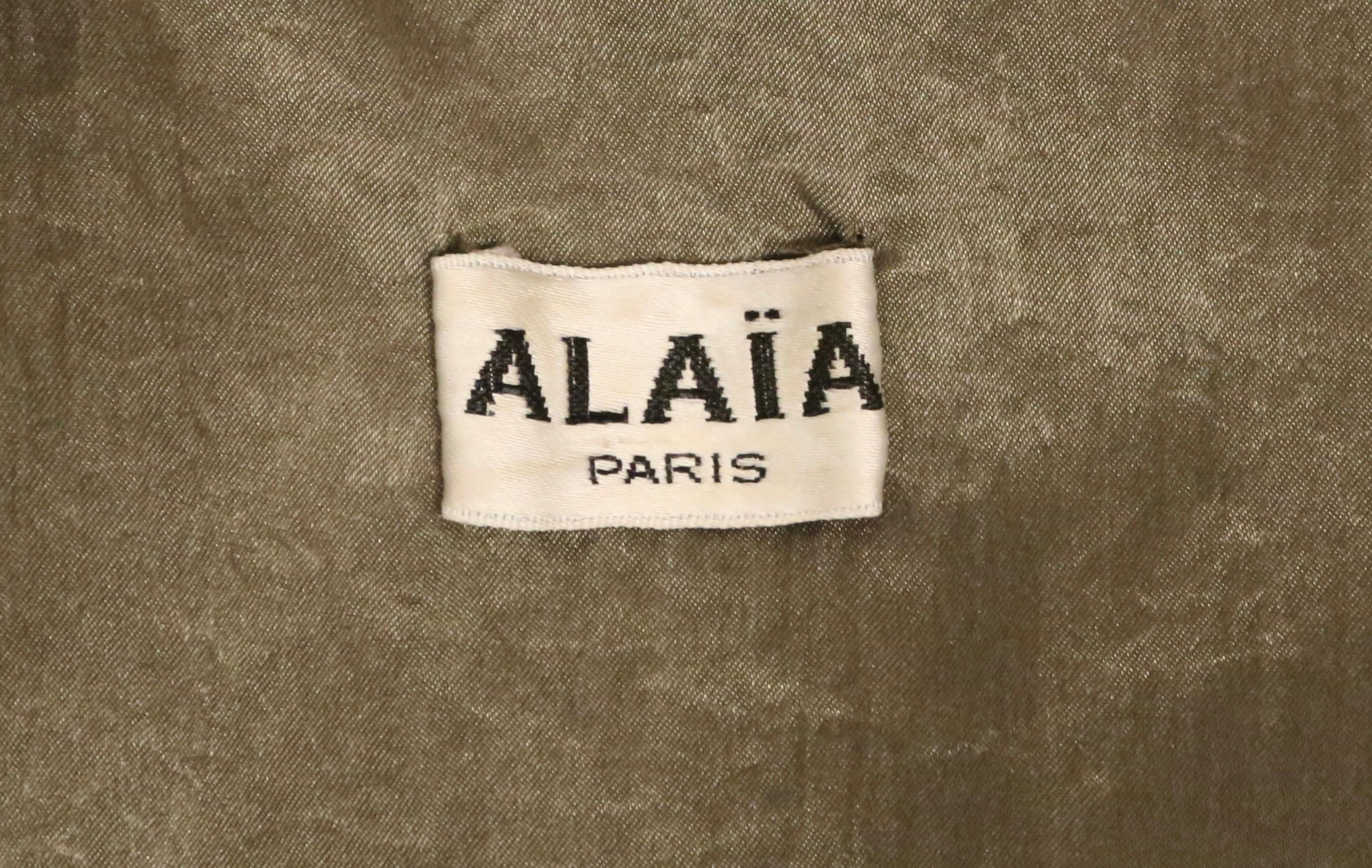 1980's AZZEDINE ALAIA long olive green nylon trench coat 8