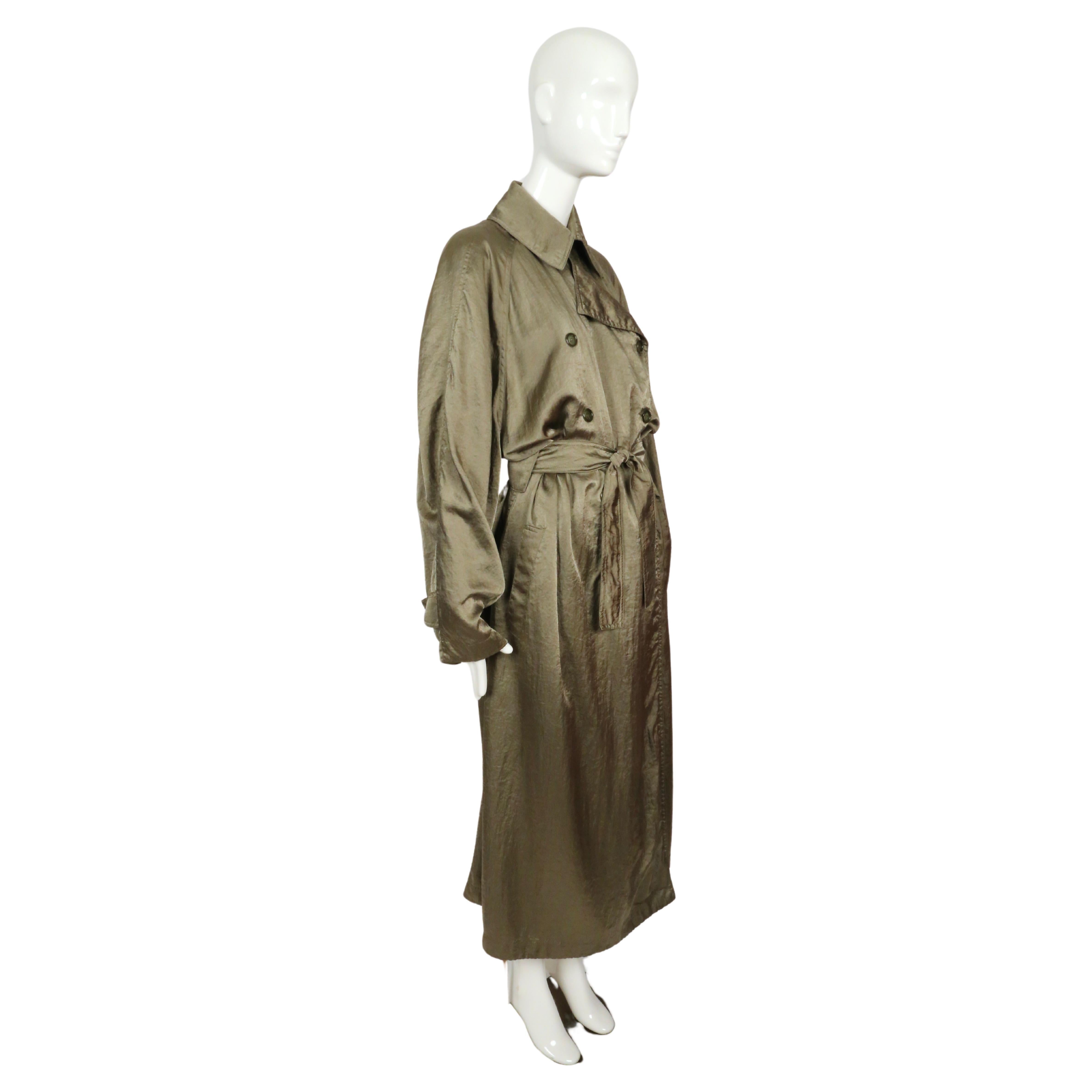Women's or Men's 1980's AZZEDINE ALAIA long olive green nylon trench coat