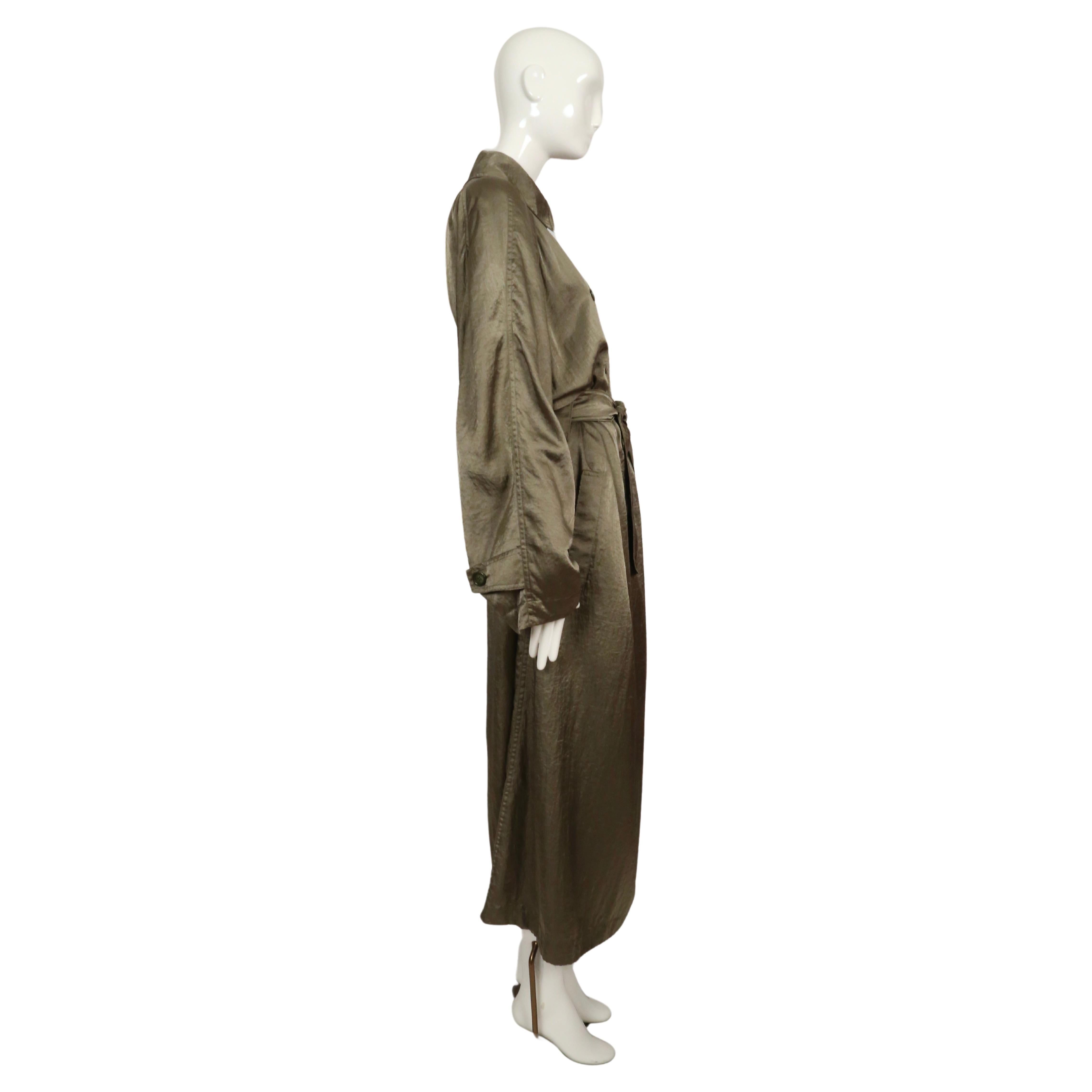 1980's AZZEDINE ALAIA long olive green nylon trench coat 1