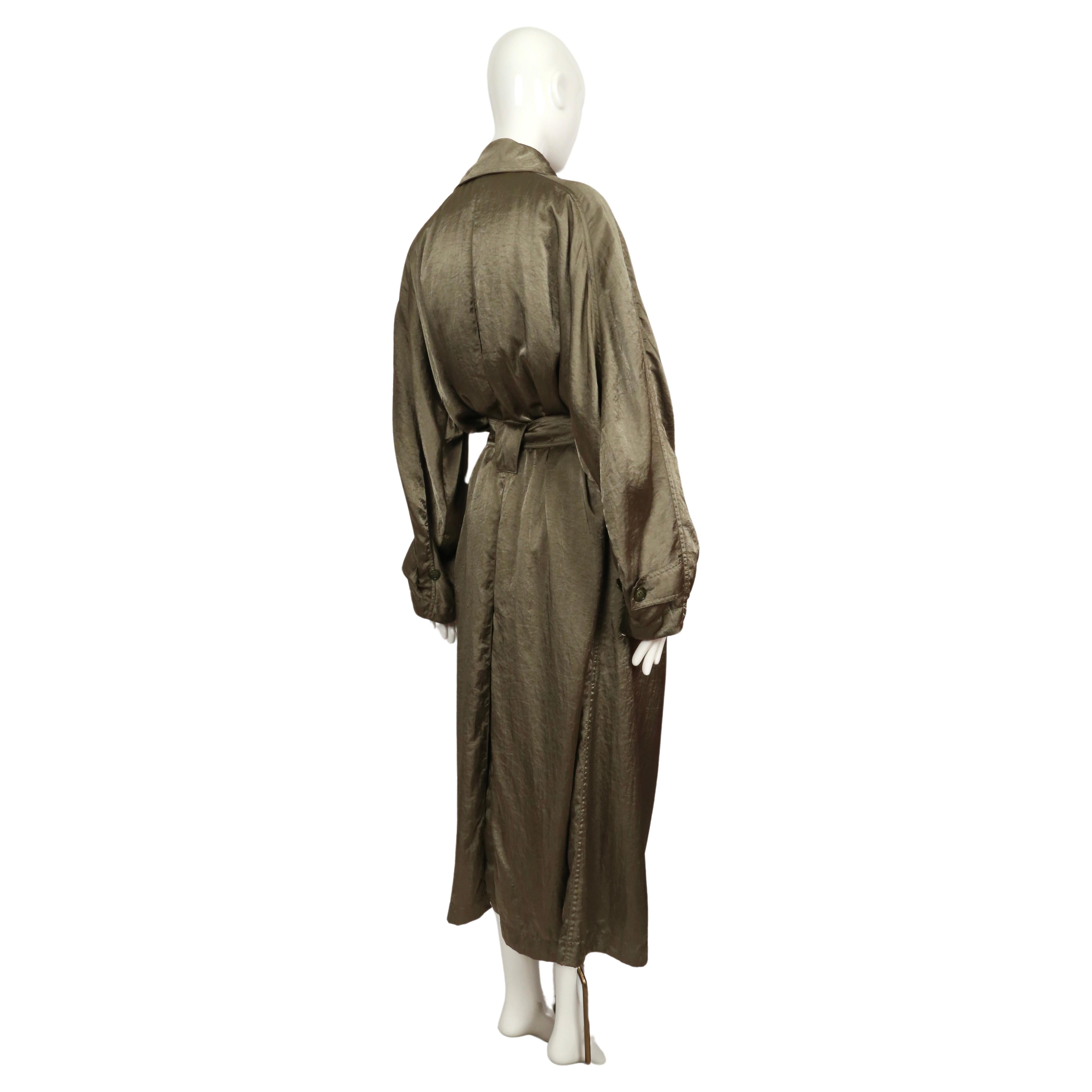 1980's AZZEDINE ALAIA long olive green nylon trench coat 2