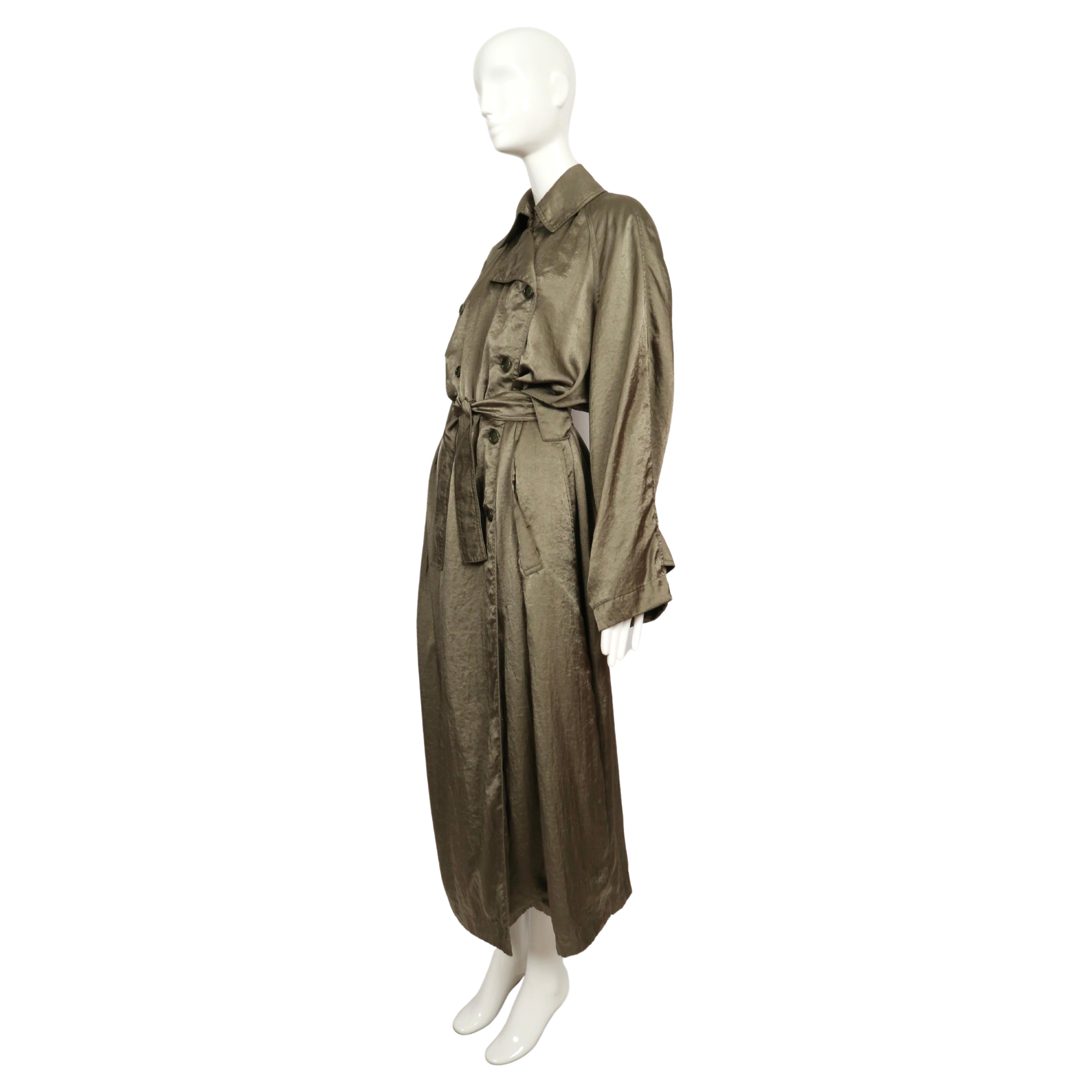 1980's AZZEDINE ALAIA long olive green nylon trench coat 3