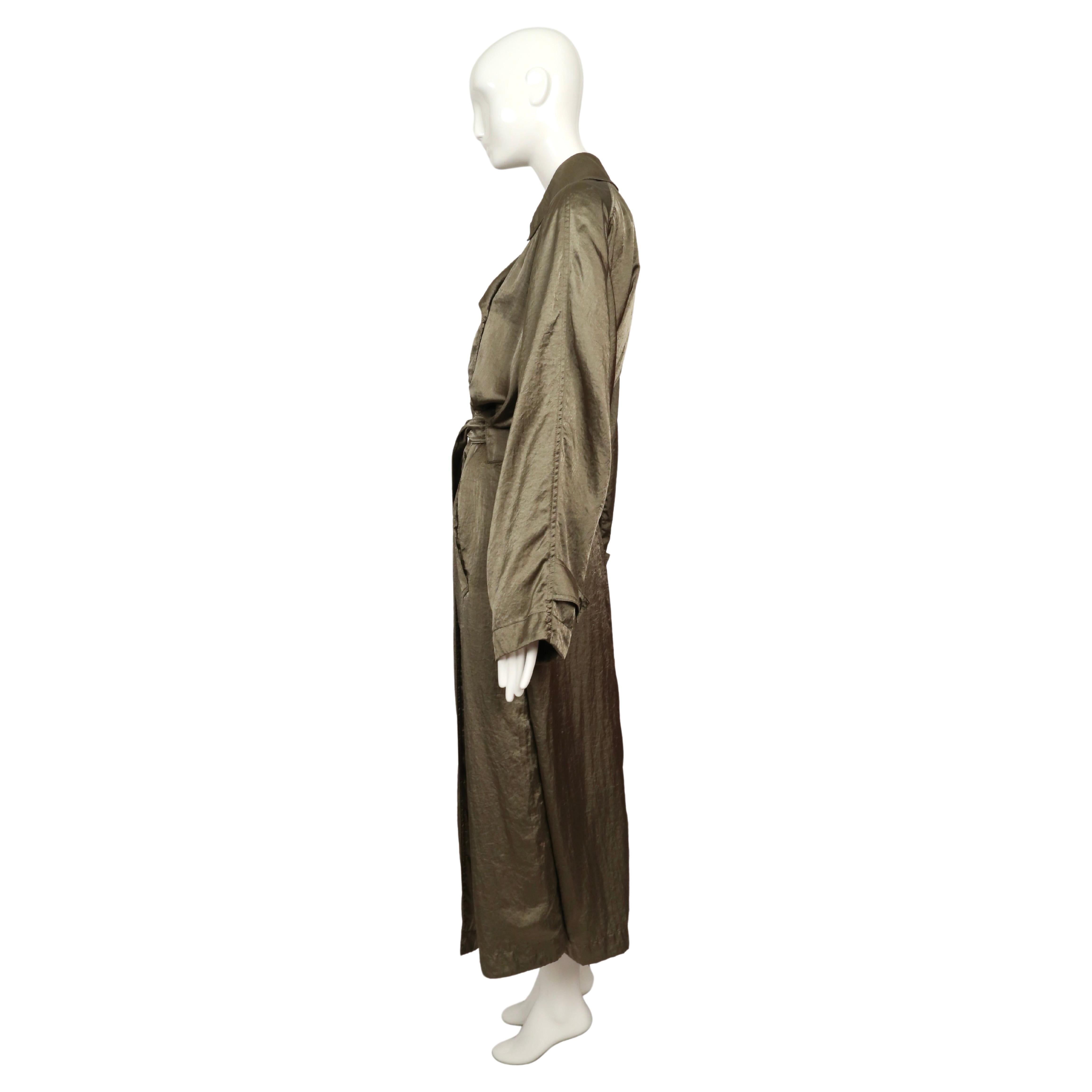 1980's AZZEDINE ALAIA long olive green nylon trench coat 4
