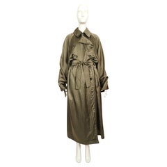 1980's AZZEDINE ALAIA long olive green nylon trench coat