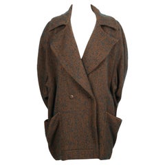 Manteau en laine bouclée surdimensionnée AZZEDINE ALAIA des années 1980 avec poches enveloppantes