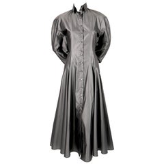 1980's AZZEDINE ALAIA seamed gunmetal silk dress