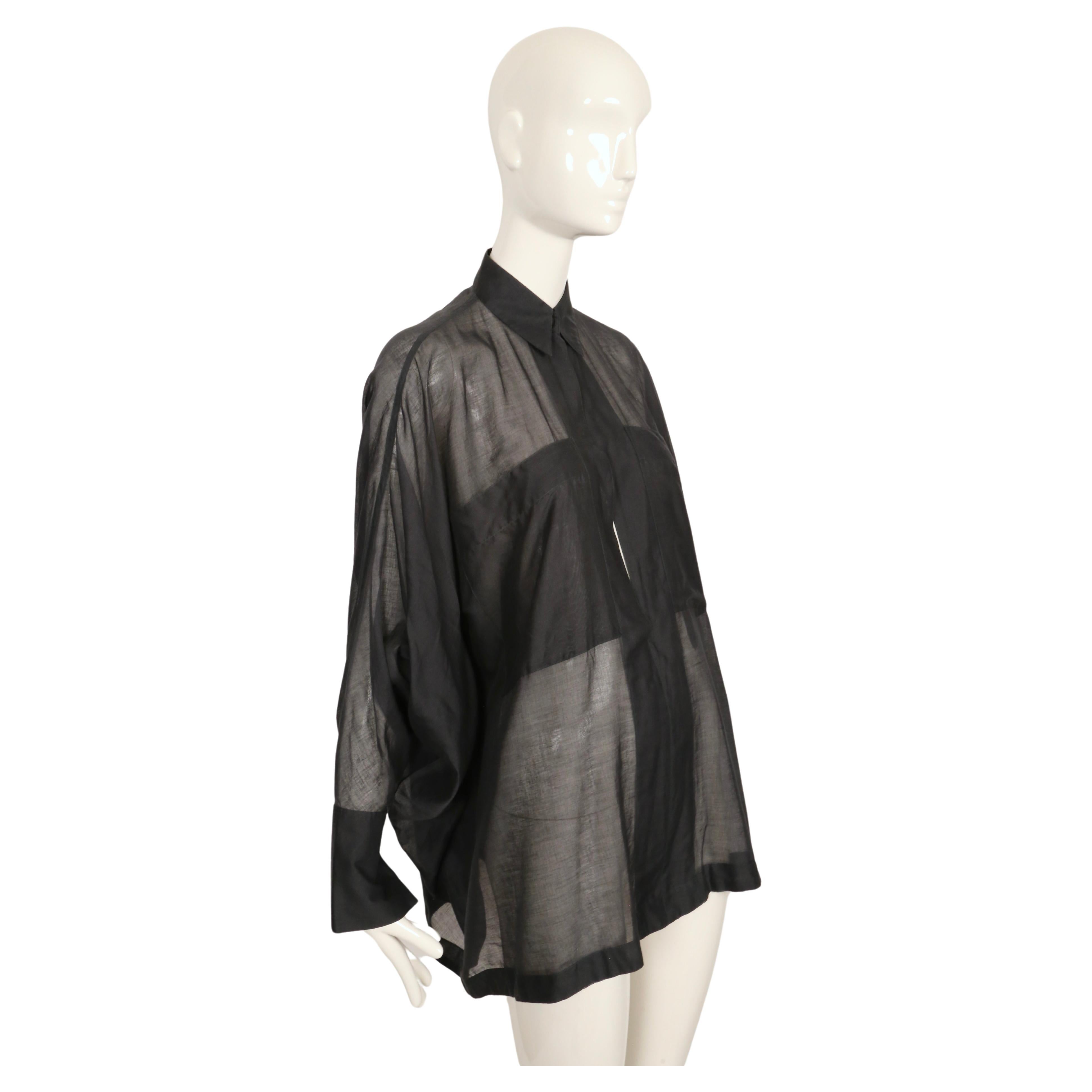 Women's 1980's AZZEDINE ALAIA sheer cotton shirt with patch pockets