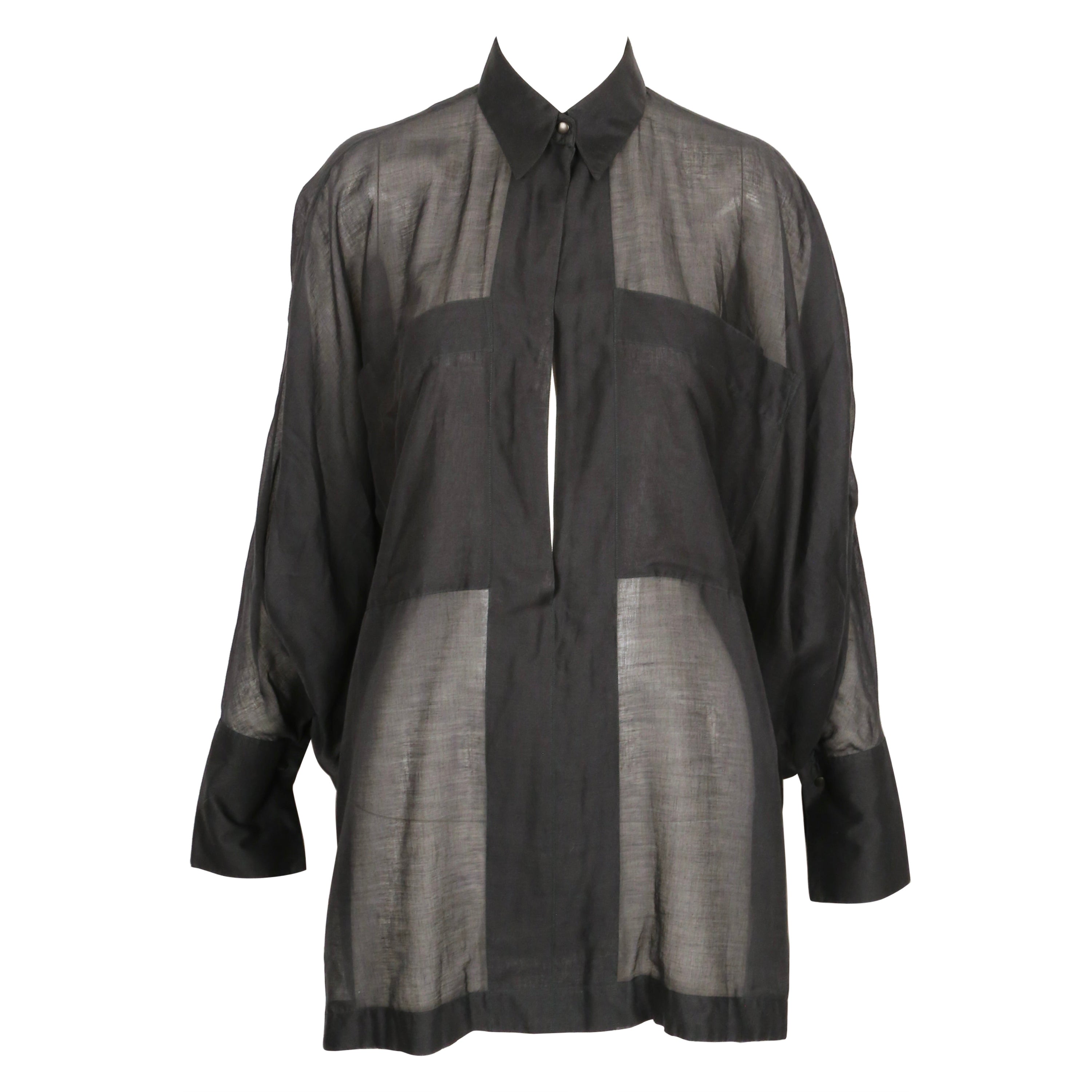 1980's AZZEDINE ALAIA sheer cotton shirt with patch pockets