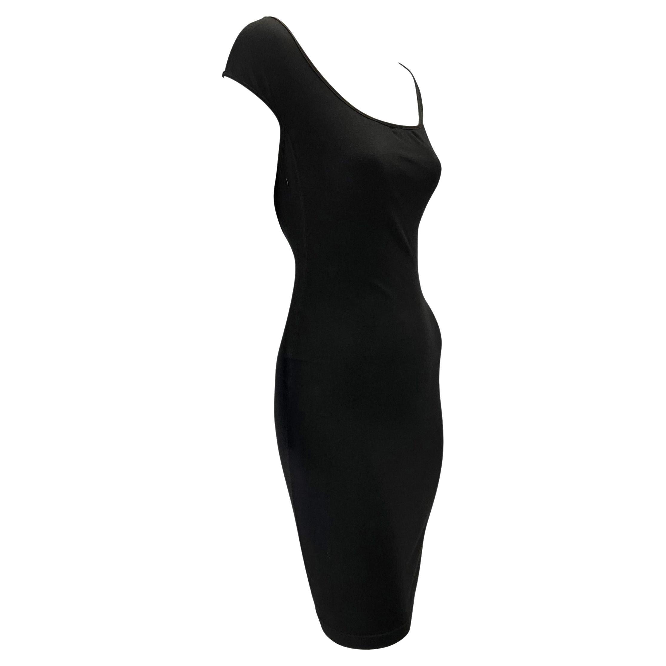 S/S 1989 Azzedine Alaïa Runway Stretch Knit Black Cap Sleeve Bodycon Mini Dress In Good Condition For Sale In West Hollywood, CA