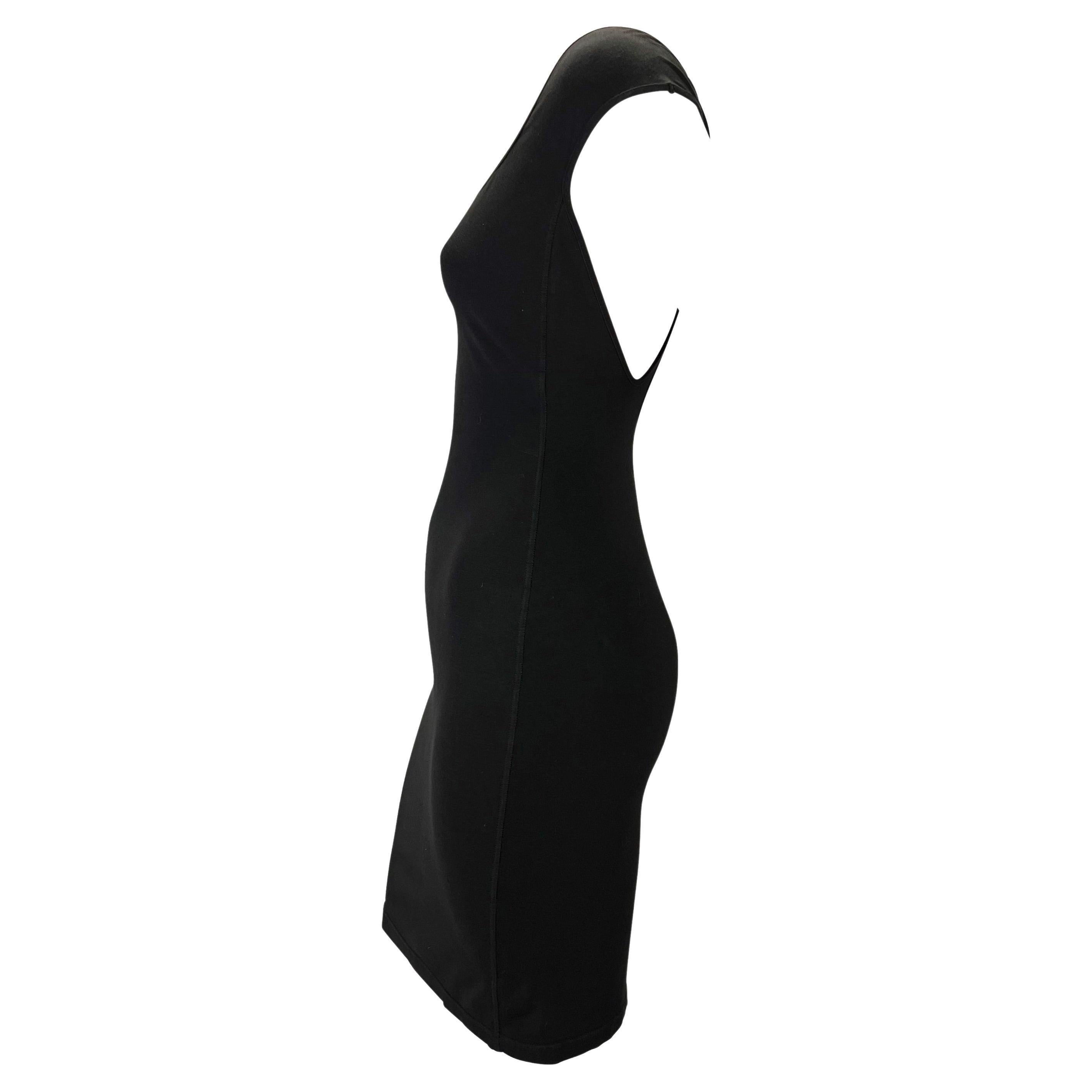 S/S 1989 Azzedine Alaïa Runway Stretch Knit Black Cap Sleeve Bodycon Mini Dress For Sale 2