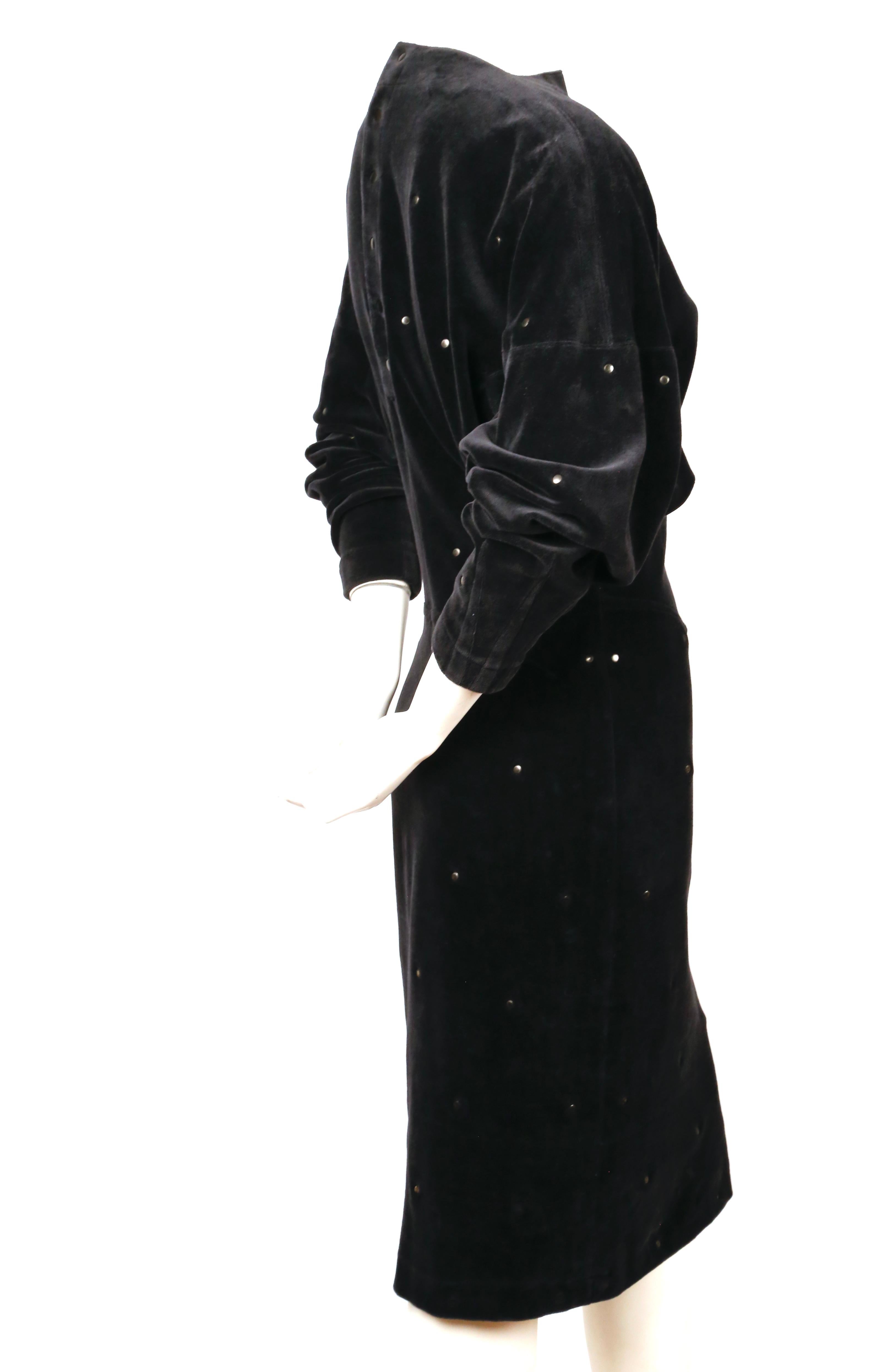 1980's AZZEDLINE ALAIA black velour dress with studs For Sale 1