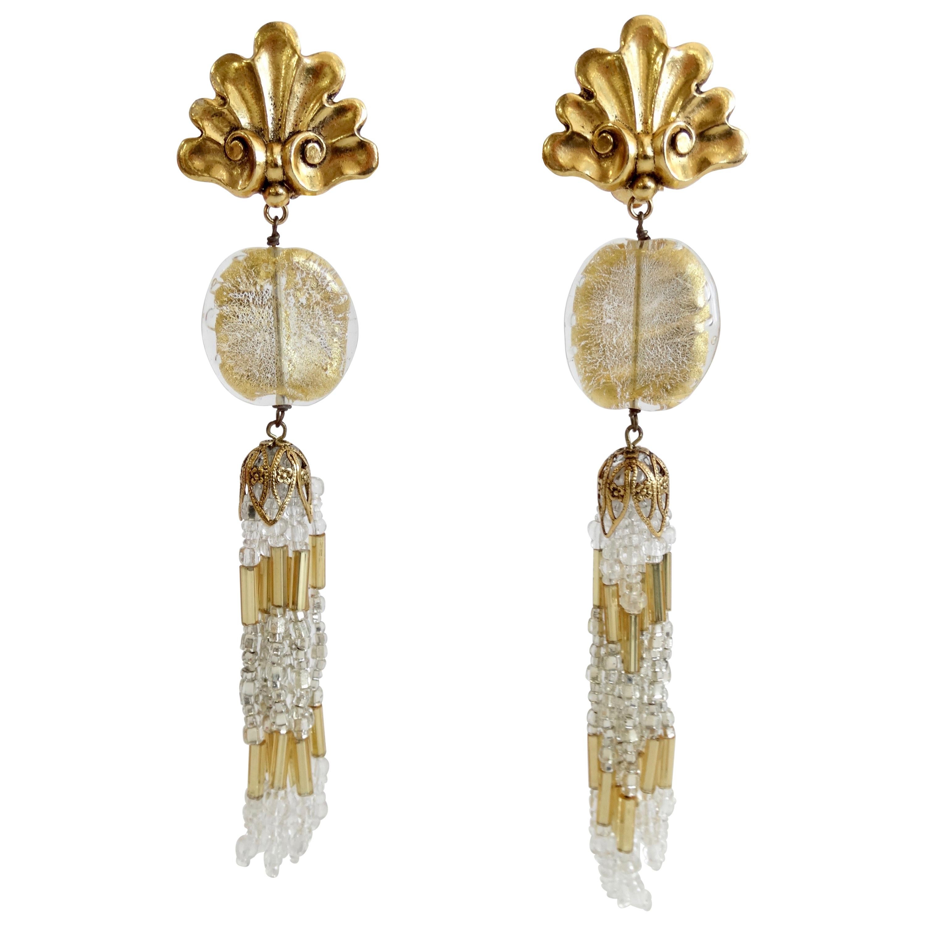 Babylone Paris, boucles d'oreilles pendantes en perles, années 1980 En  vente sur 1stDibs