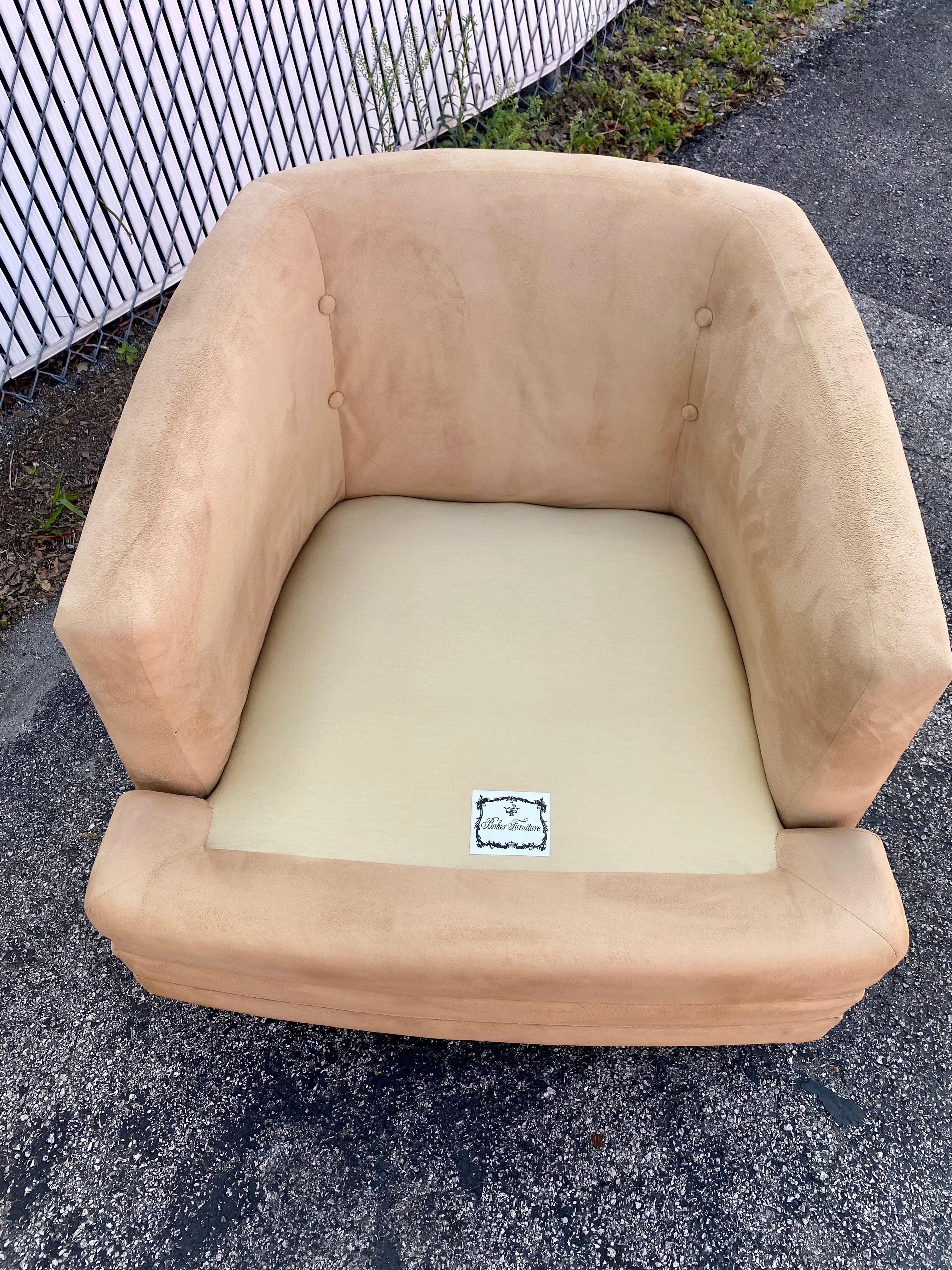 1990s Baker Furniture Barrel Swivel Chairs For Sale 1