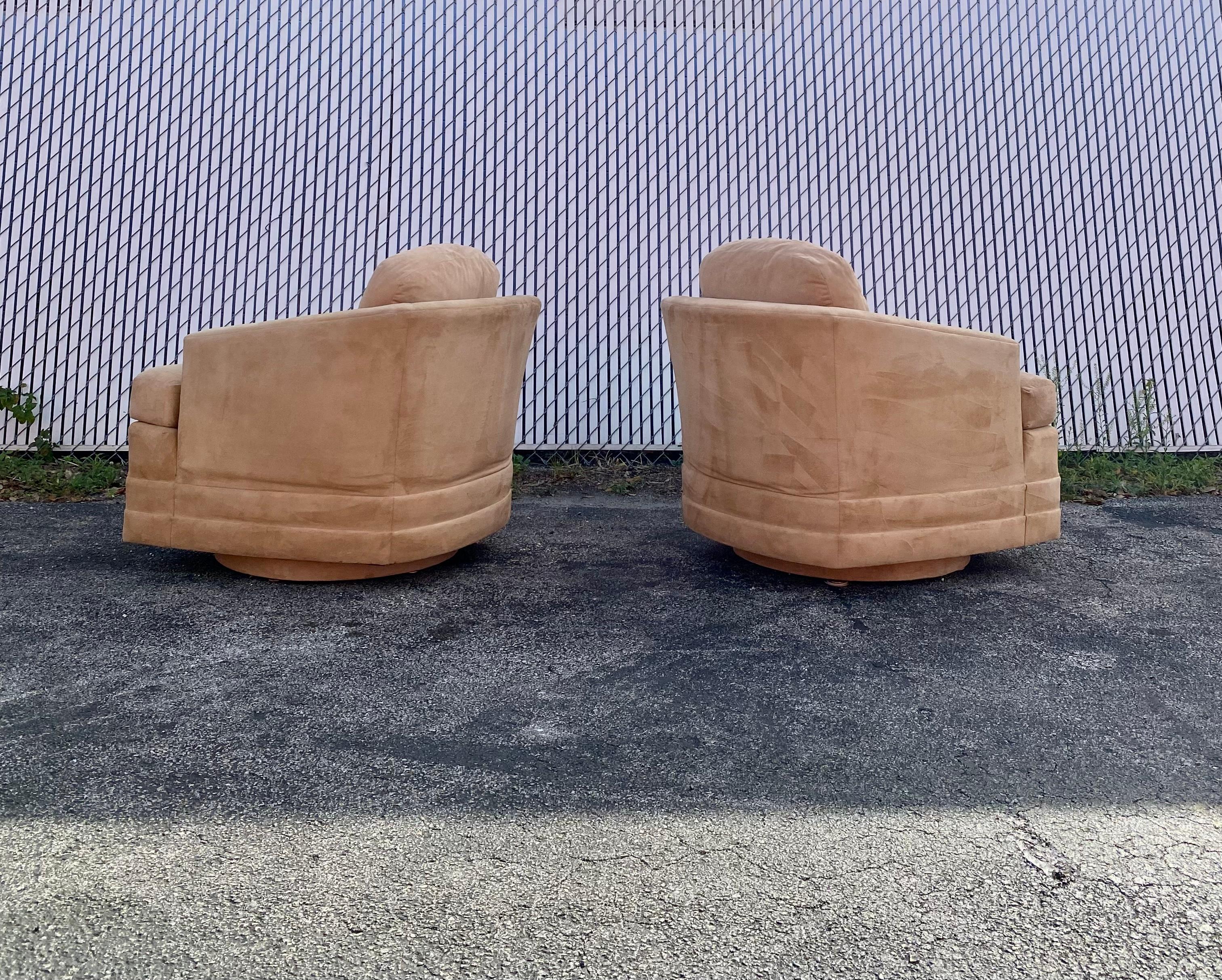 Mid-Century Modern 1990s Baker Furniture Barrel Swivel Chairs For Sale