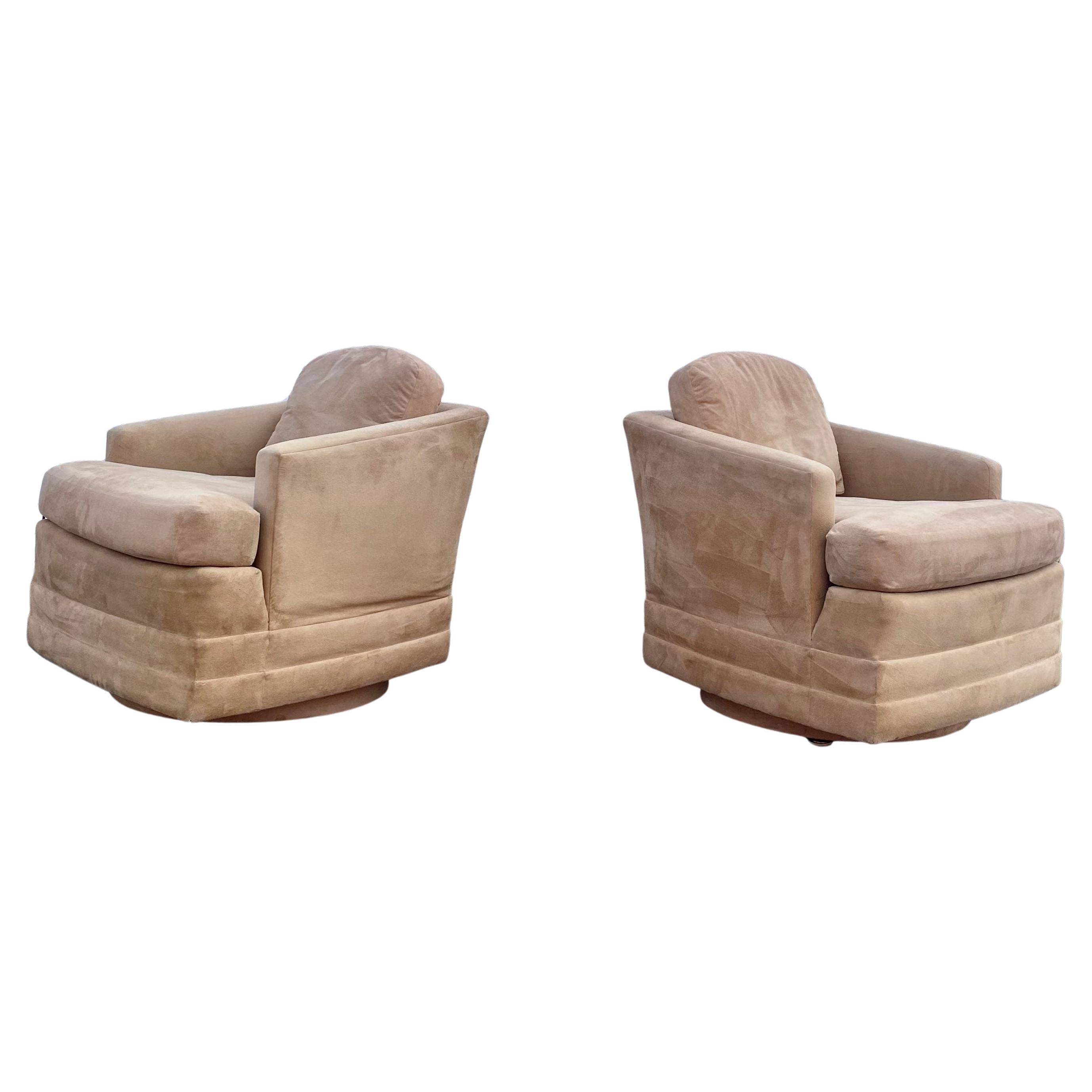 1990s Baker Furniture Barrel Swivel Chairs For Sale