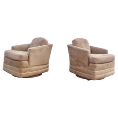 Retro 1990s Baker Furniture Barrel Swivel Chairs