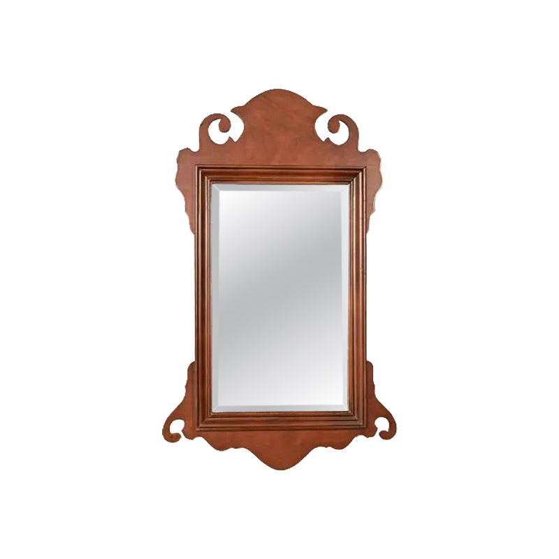 1980s Baker Furniture Style Chippendale Carved Mahogany Wall Mirror For Sale