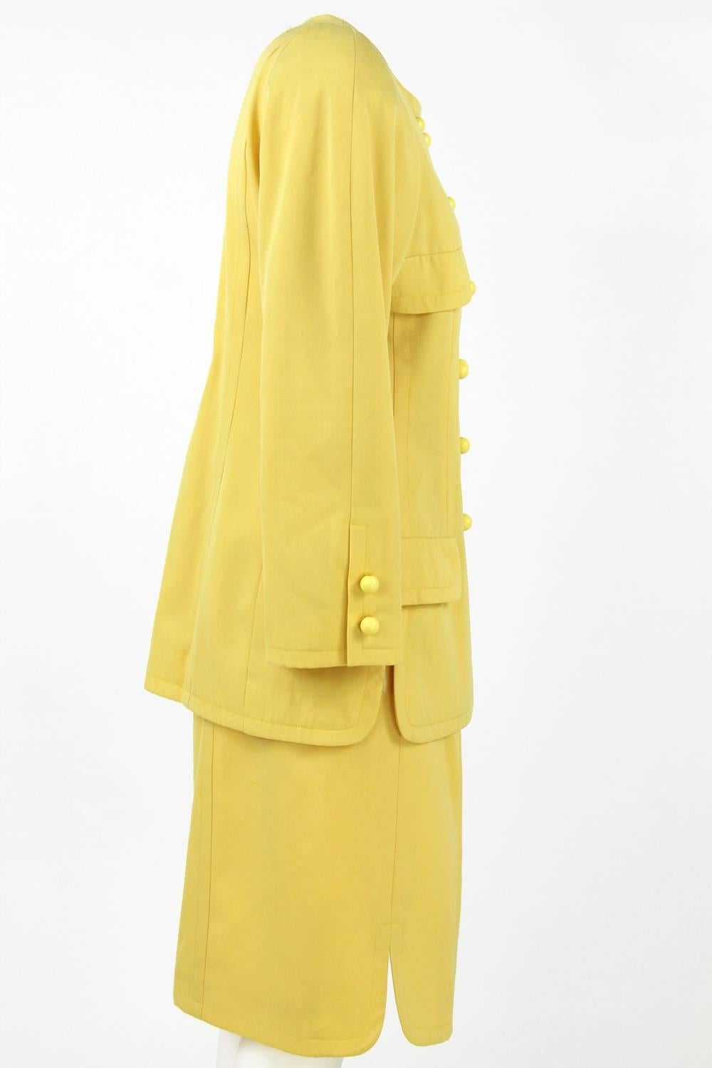 1980s Balenciaga Les Dix Yellow Wool Skirt Suit In Good Condition In Lugo (RA), IT