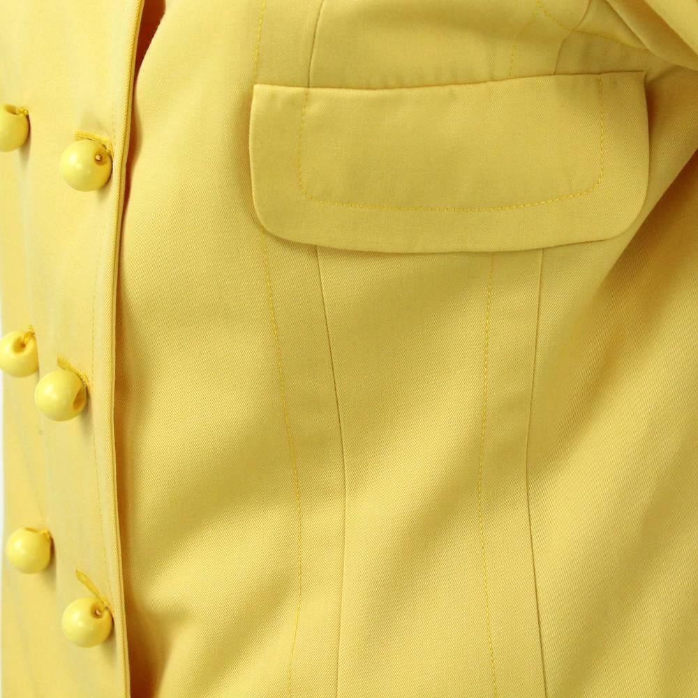 1980s Balenciaga Les Dix Yellow Wool Skirt Suit 2