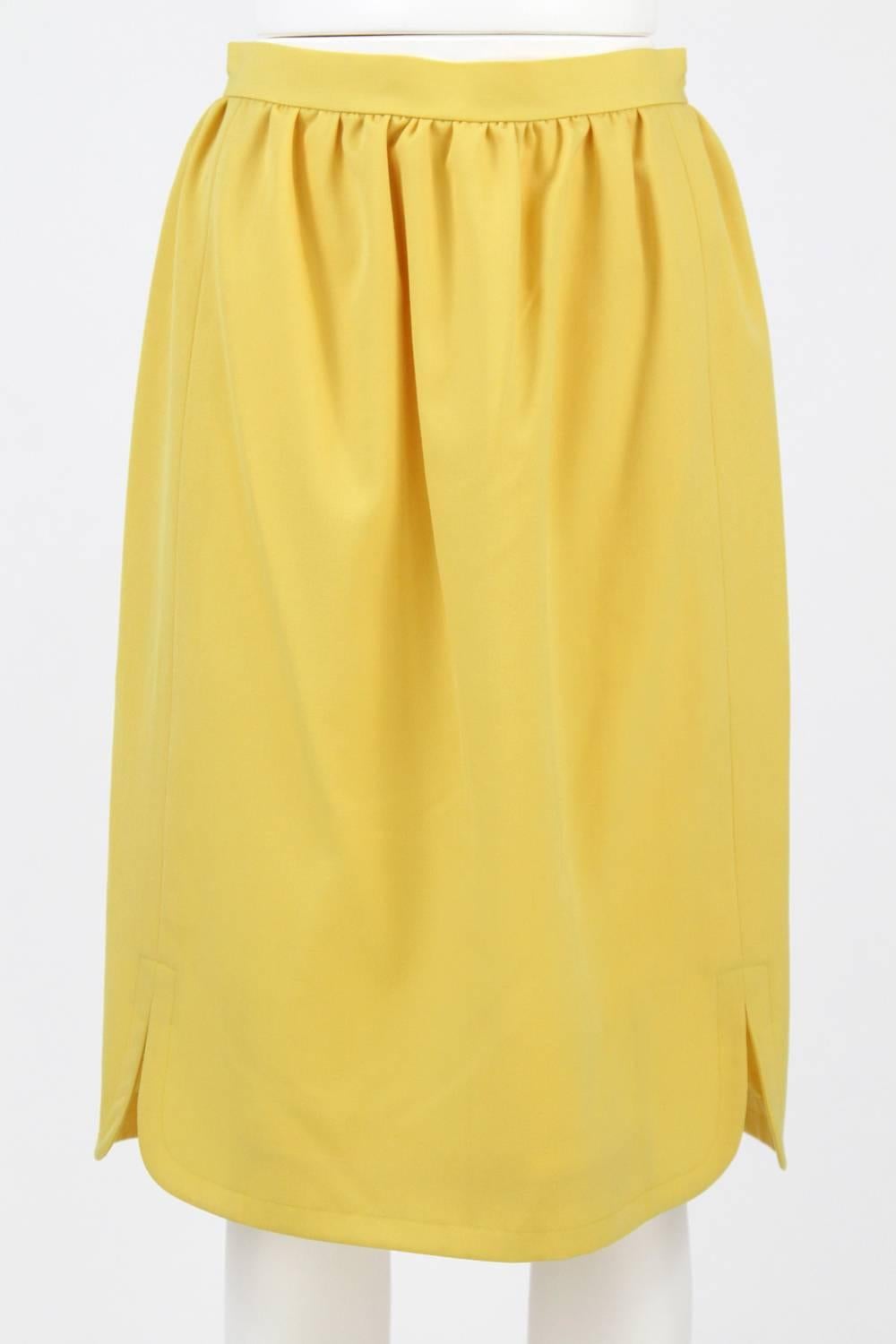 1980s Balenciaga Les Dix Yellow Wool Skirt Suit 3