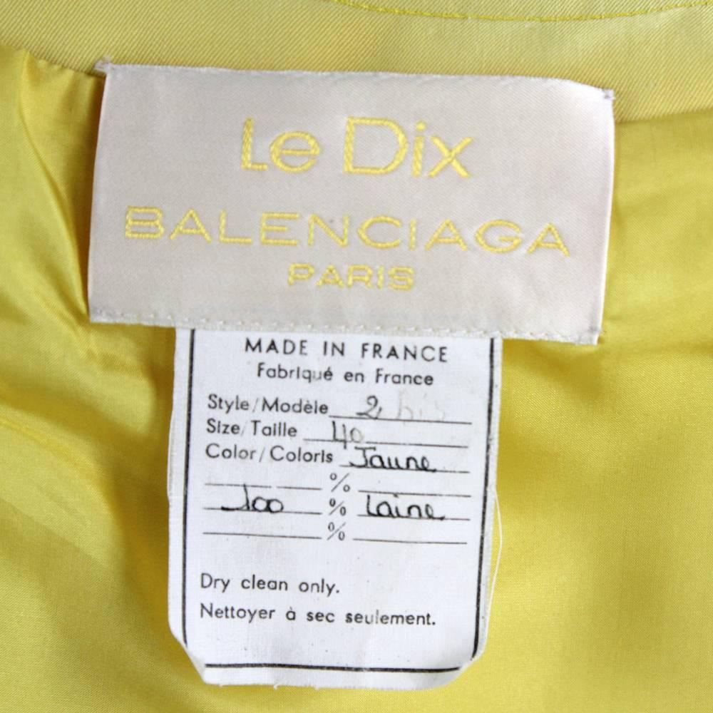 1980s Balenciaga Les Dix Yellow Wool Skirt Suit 5