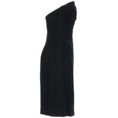 Balmain - Robe en velours noir ivoire des années 1980