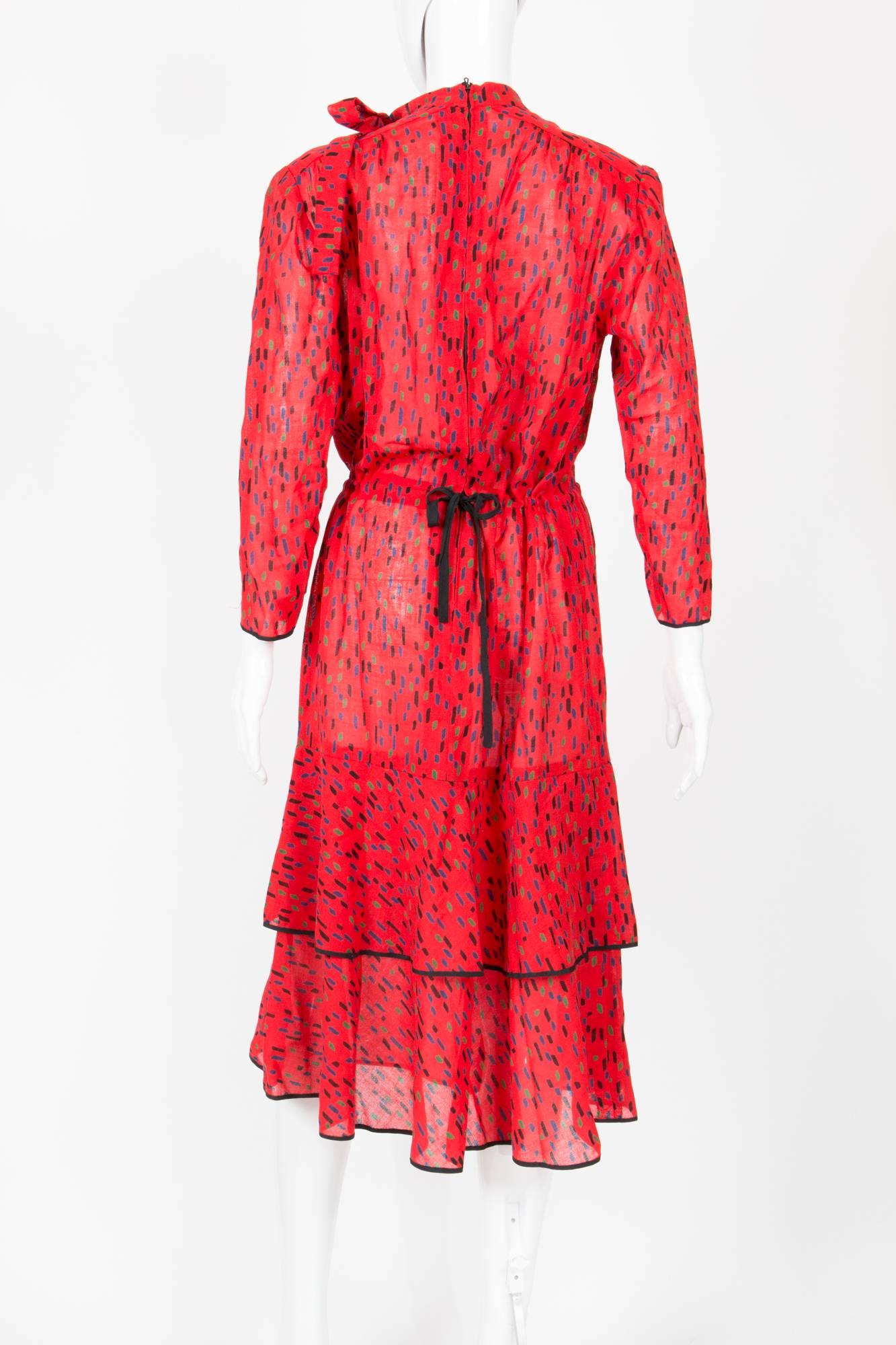 Balmain Red Crepe Dress, 1980s  In Excellent Condition In Paris, FR