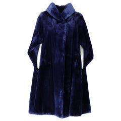 Vintage 1980s Balzani Blue Beaver Fur Coat