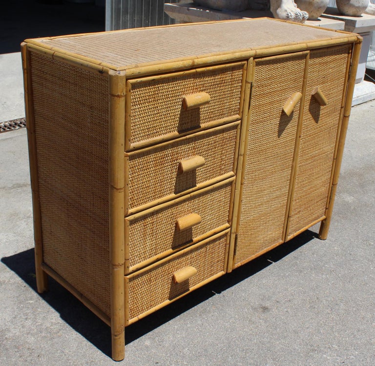 1980s Bamboo And Rattan Chest Of Drawers For Sale At 1stdibs