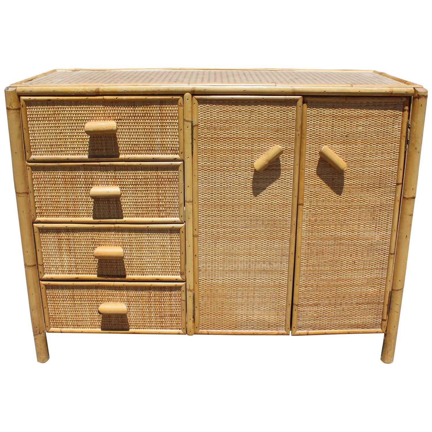 1980s Bamboo And Rattan Chest Of Drawers For Sale At 1stdibs