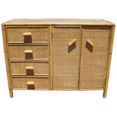 1980s Bamboo and Rattan Chest of Drawers