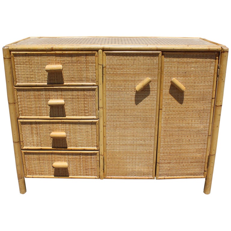1980s Bamboo And Rattan Chest Of Drawers For Sale At 1stdibs