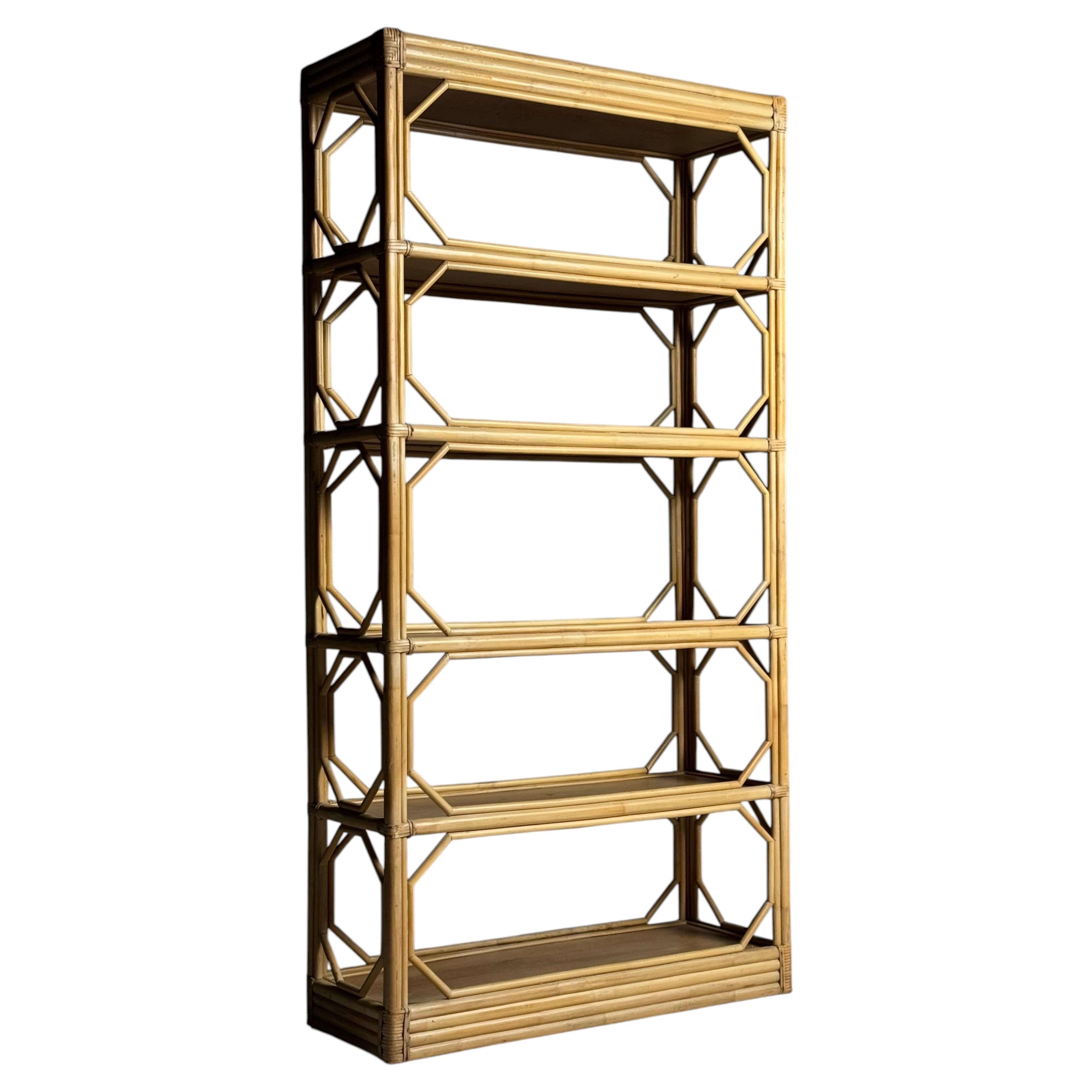 1980s bamboo bookcase For Sale