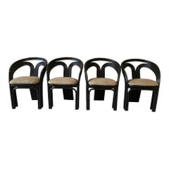 1980s Bamboo Dining Chairs in the Manner of Axel Enthoven, Set of 4