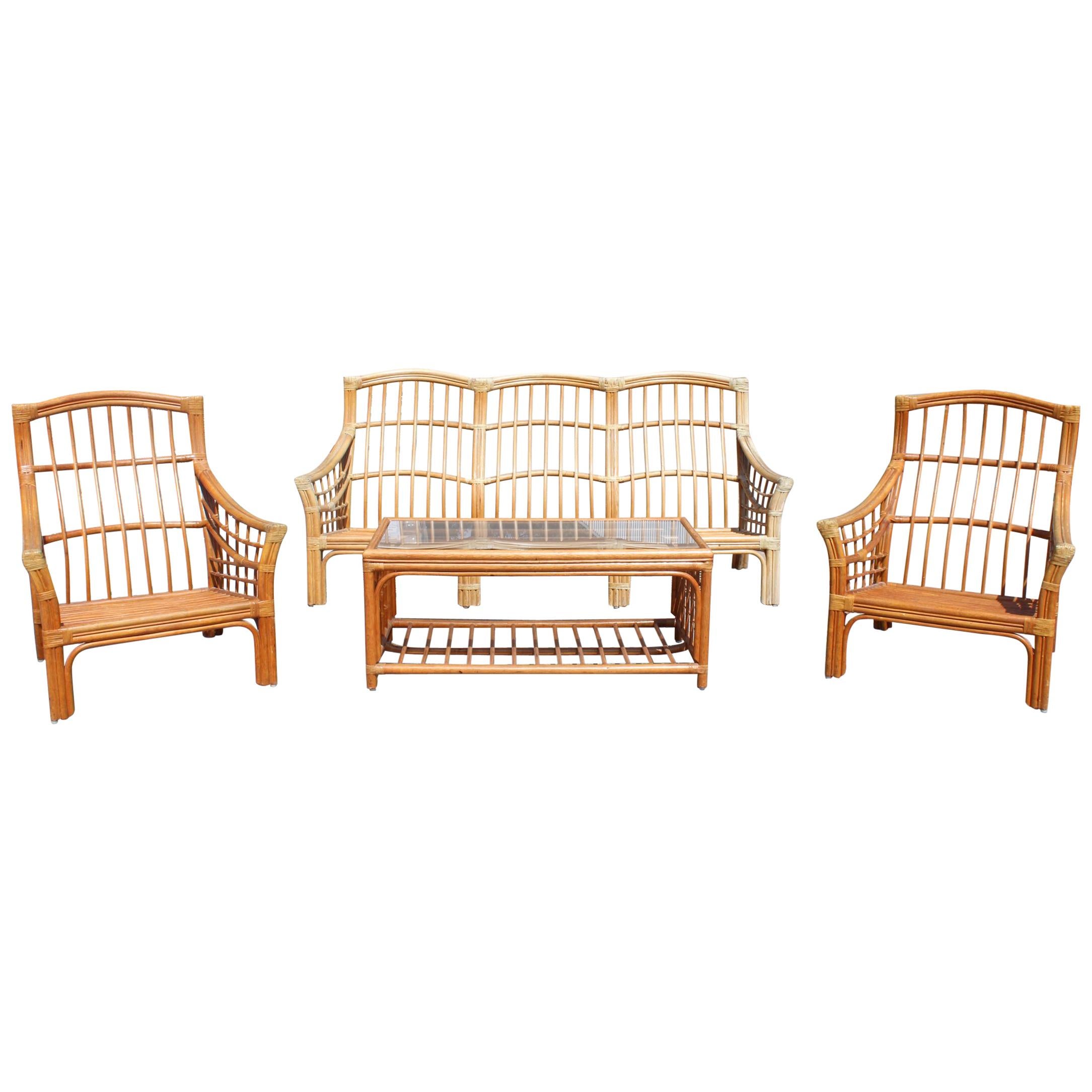 1980s Bamboo Garden Furniture Set