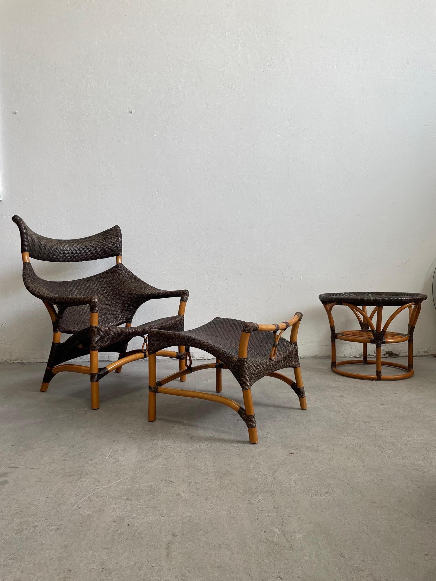 1980's Bamboo Lounge / Living room set, Chair and Side Table, by Yuzuru Yamakawa For Sale 3