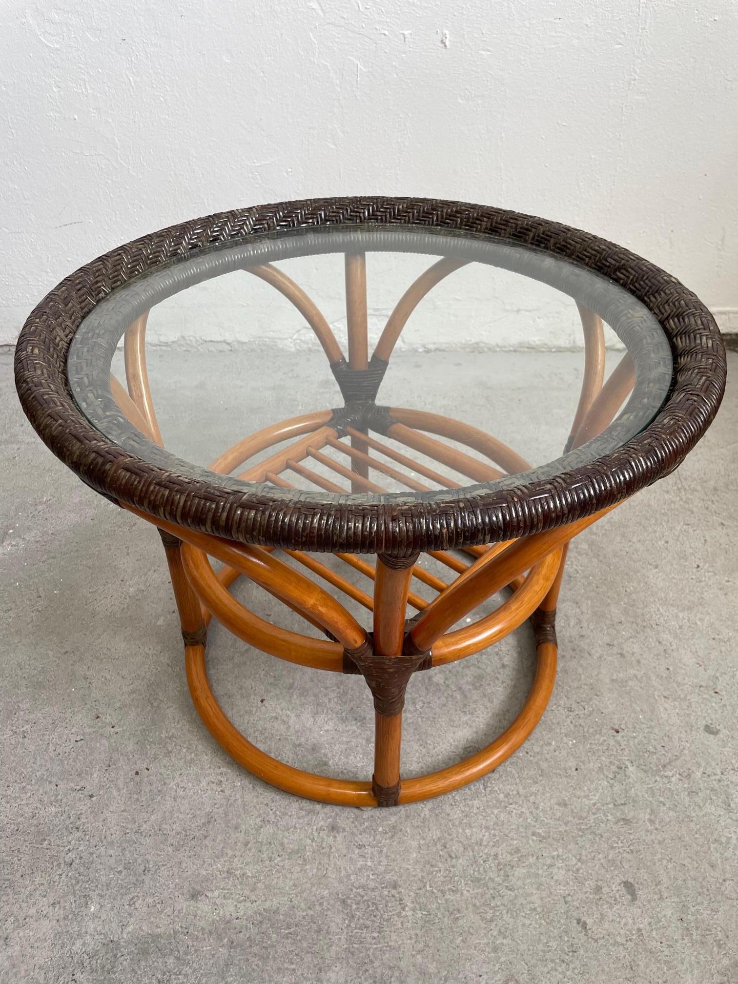 Japanese 1980's Bamboo Lounge / Living room set, Chair and Side Table, by Yuzuru Yamakawa For Sale